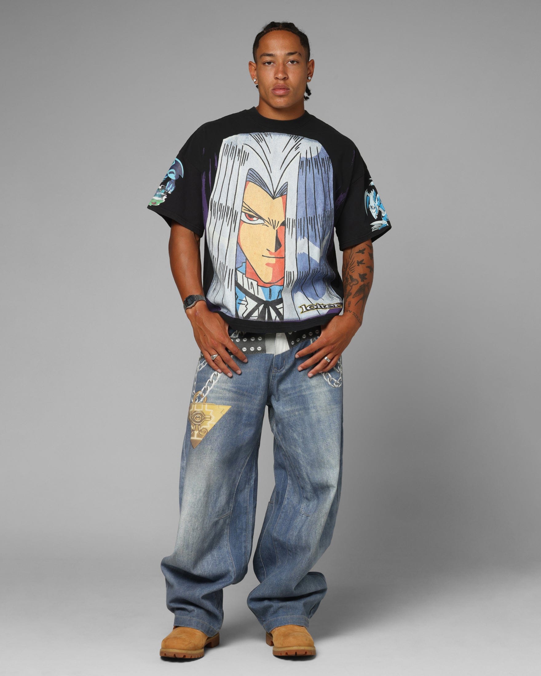 Loiter x Yu - Gi - Oh! Pegasus T - Shirt Vintage Black