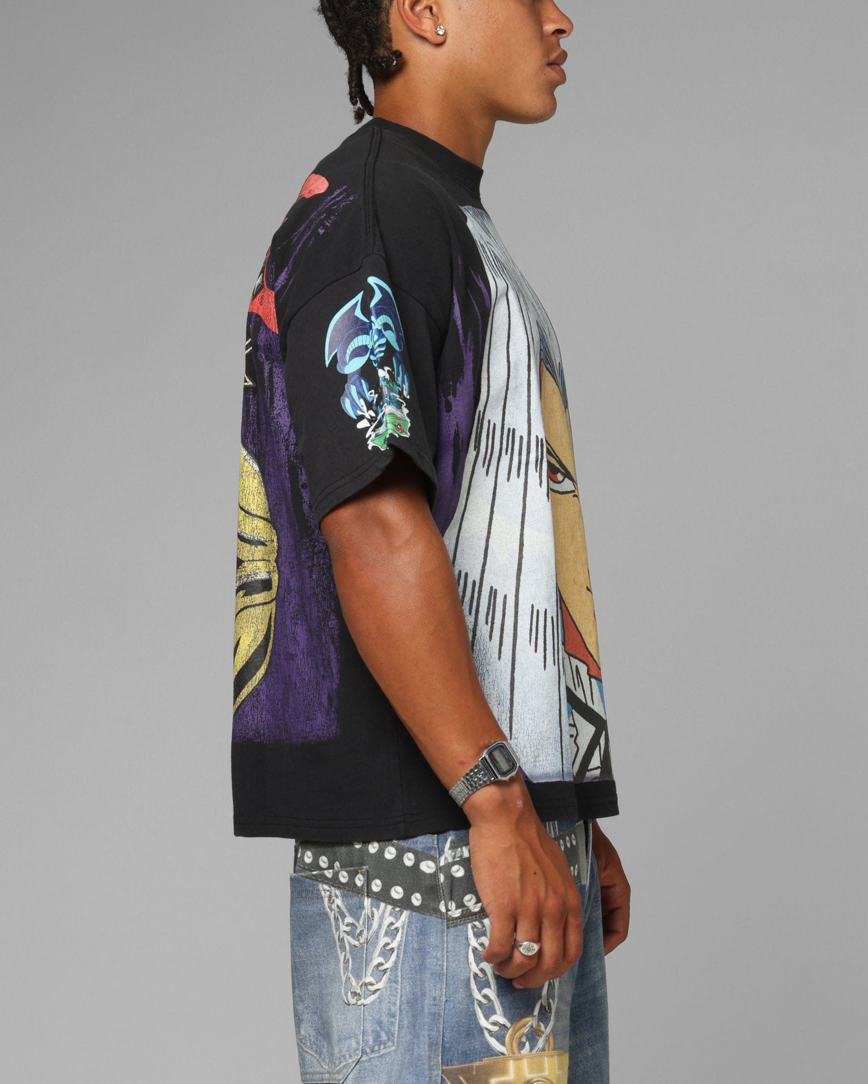 Loiter x Yu - Gi - Oh! Pegasus T - Shirt Vintage Black