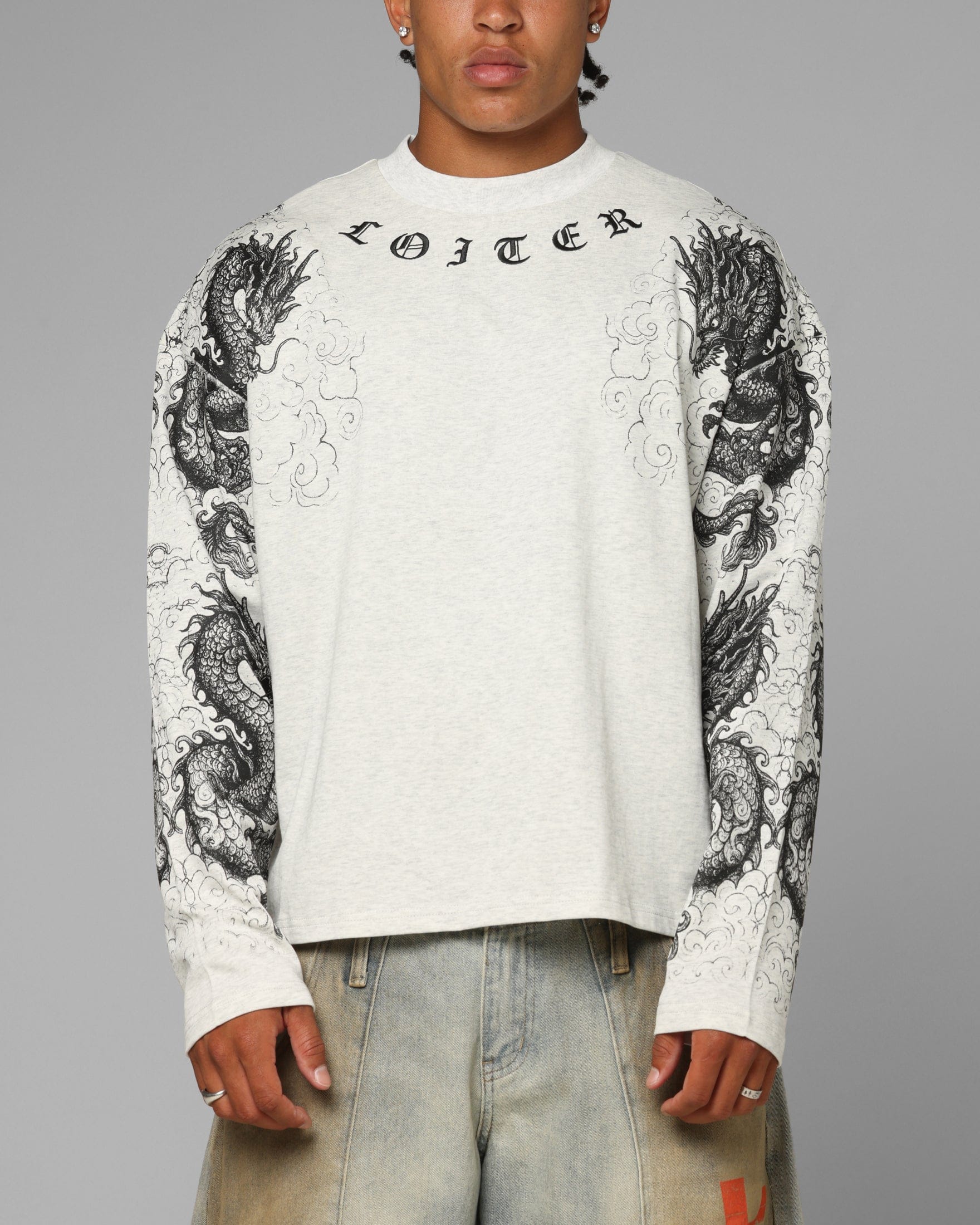 Loiter Dragon Tattoo Long Sleeve T - Shirt White