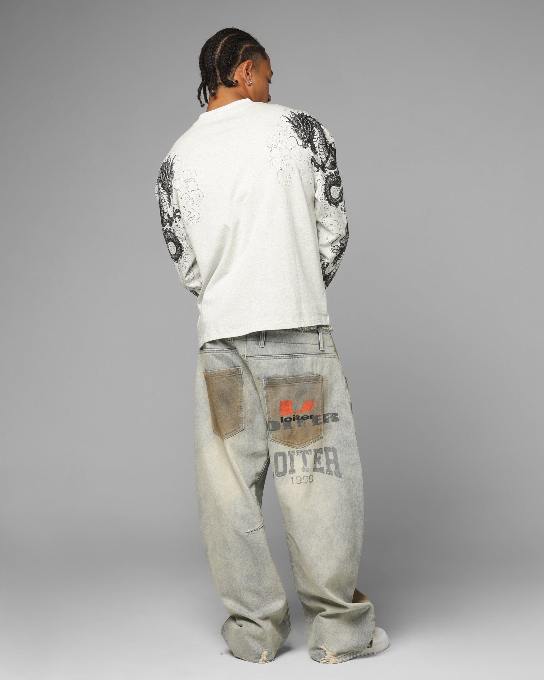 Loiter Dragon Tattoo Long Sleeve T - Shirt White