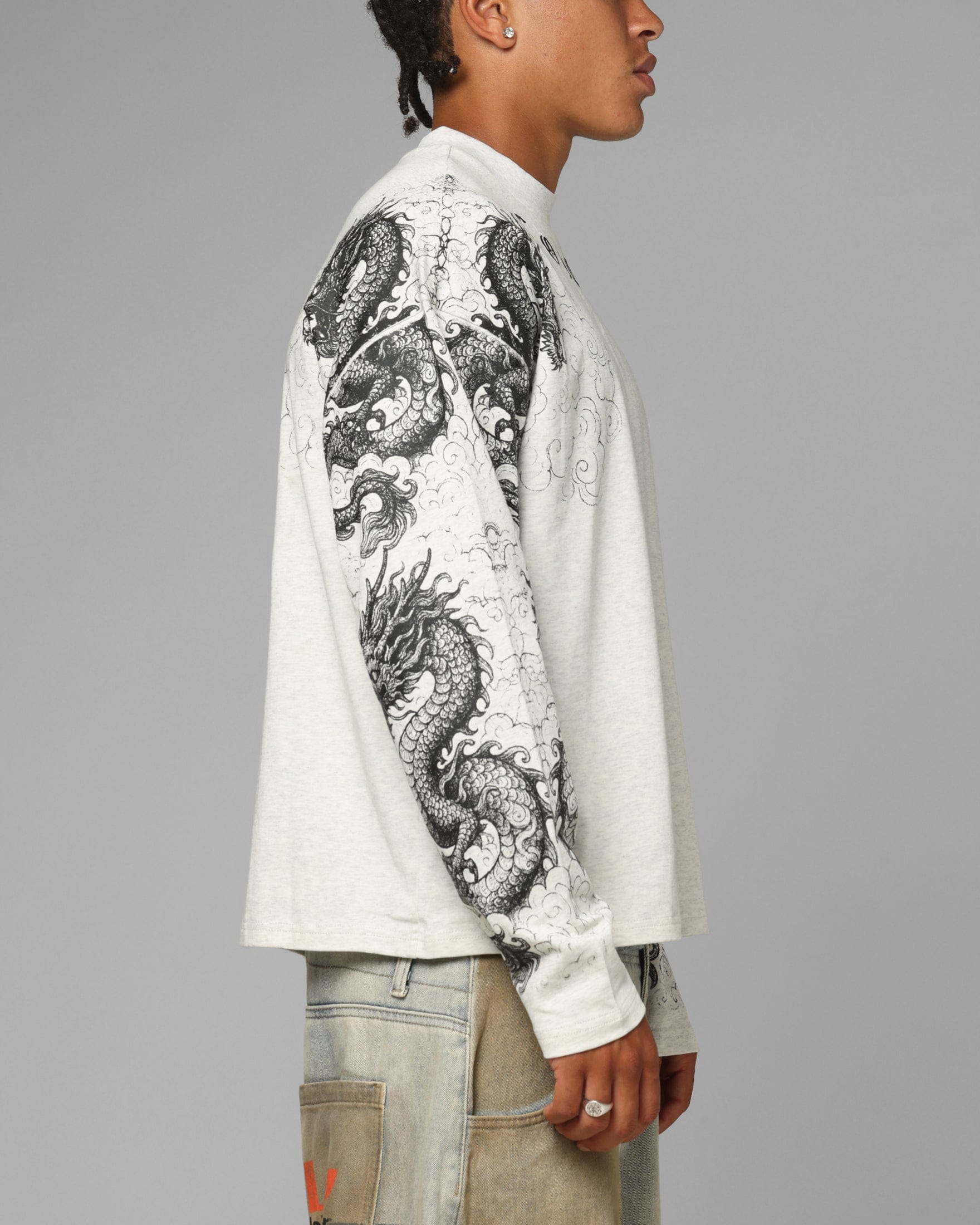 Loiter Dragon Tattoo Long Sleeve T - Shirt White