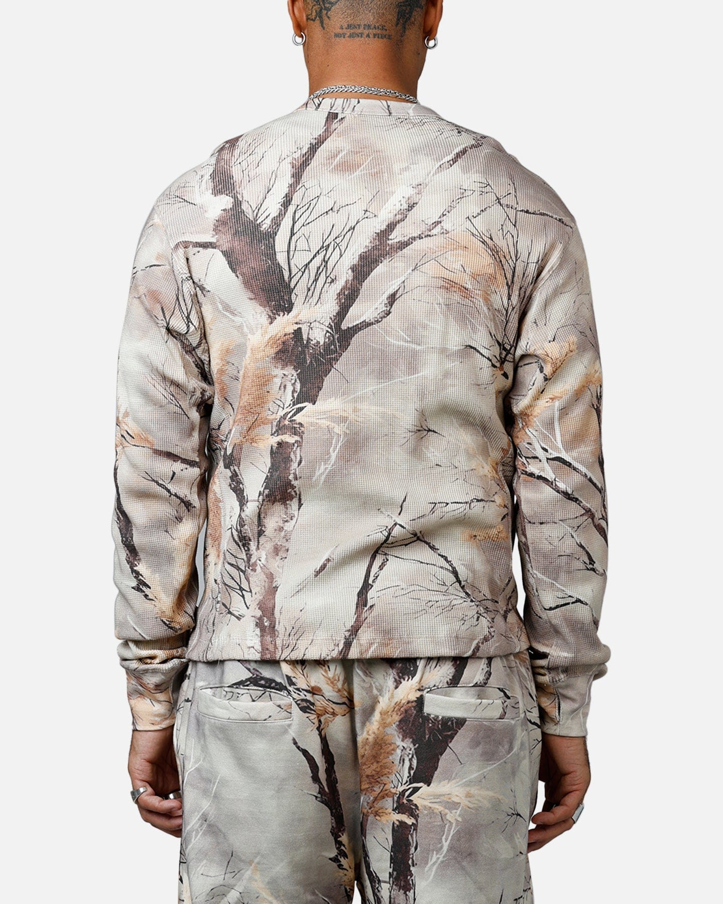 MNML Washed Waffle Thermal Long Sleeve T - Shirt Snow Camo