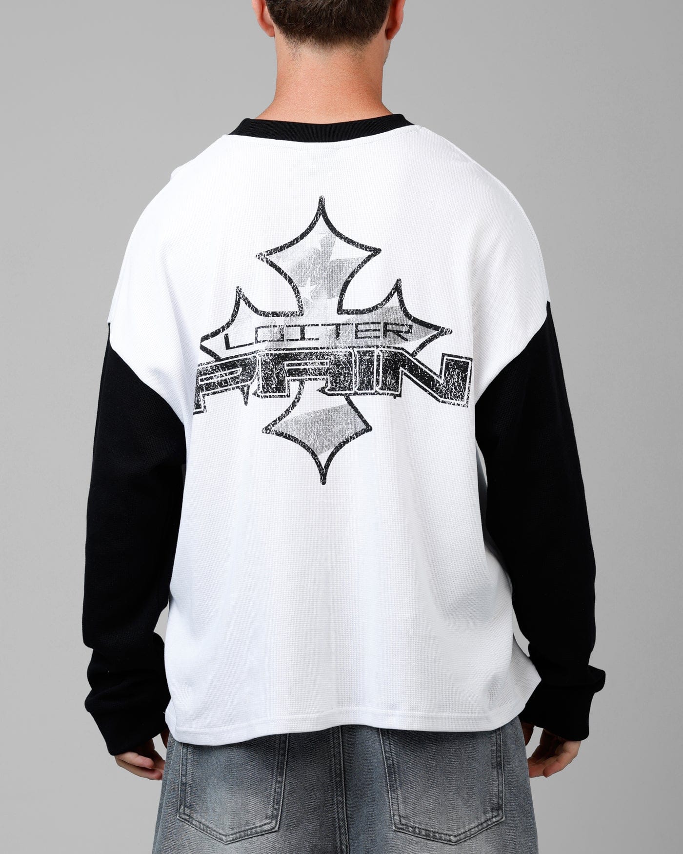 Loiter Biome Waffle Long Sleeve T - Shirt White/Black
