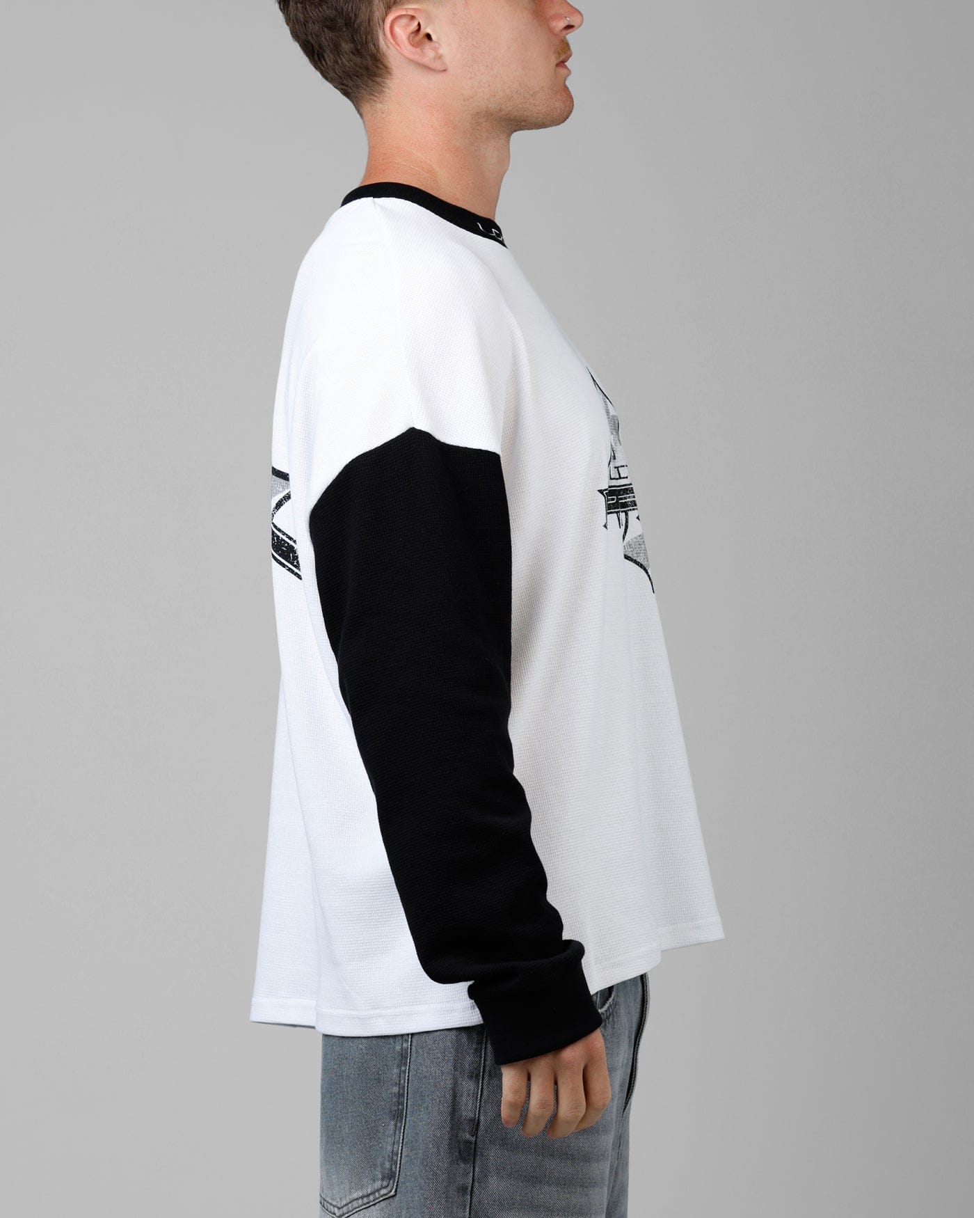 Loiter Biome Waffle Long Sleeve T - Shirt White/Black