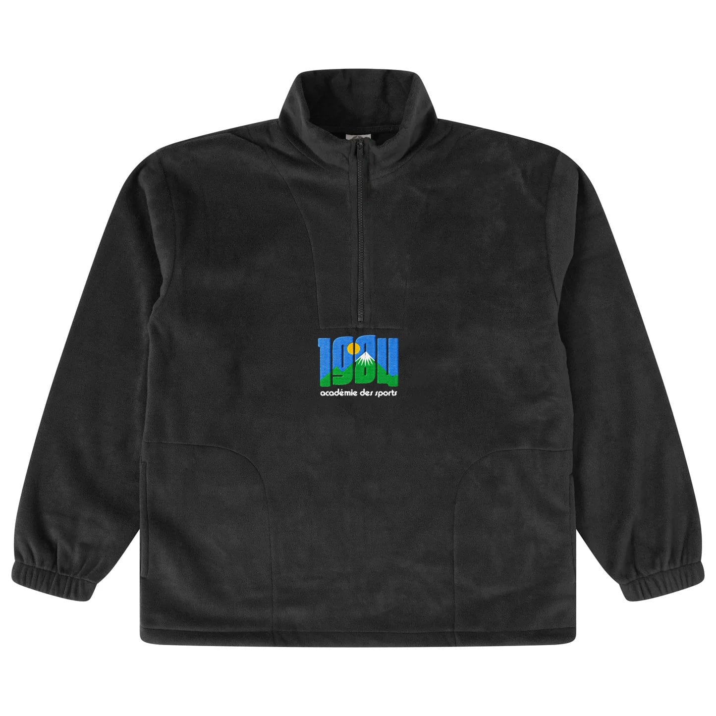 Vice 84 Retro Mountains Embroidered 1/4 Zip Fleece - Black