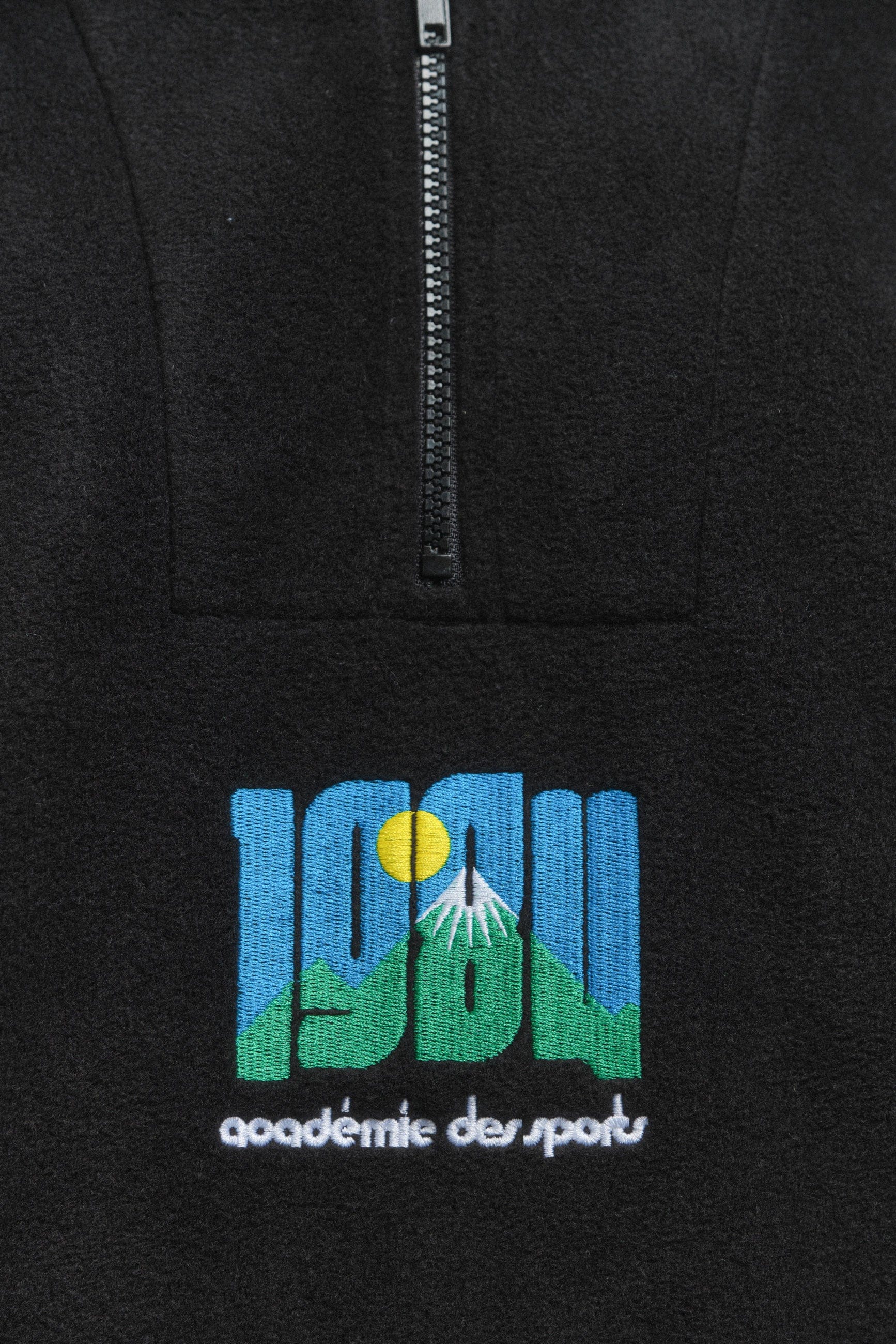 Vice 84 Retro Mountains Embroidered 1/4 Zip Fleece - Black