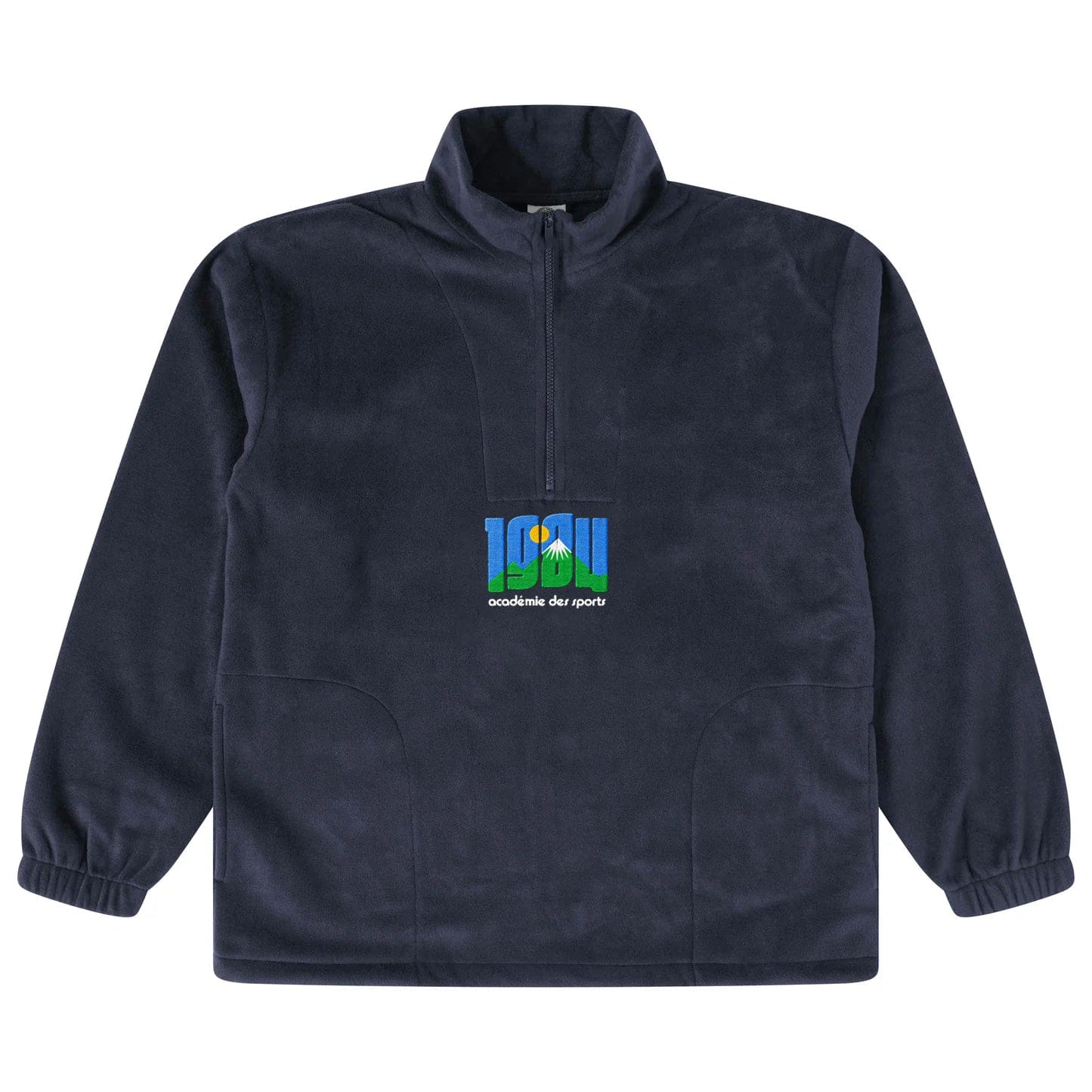 Vice 84 Retro Mountains Embroidered 1/4 Zip Fleece - Navy