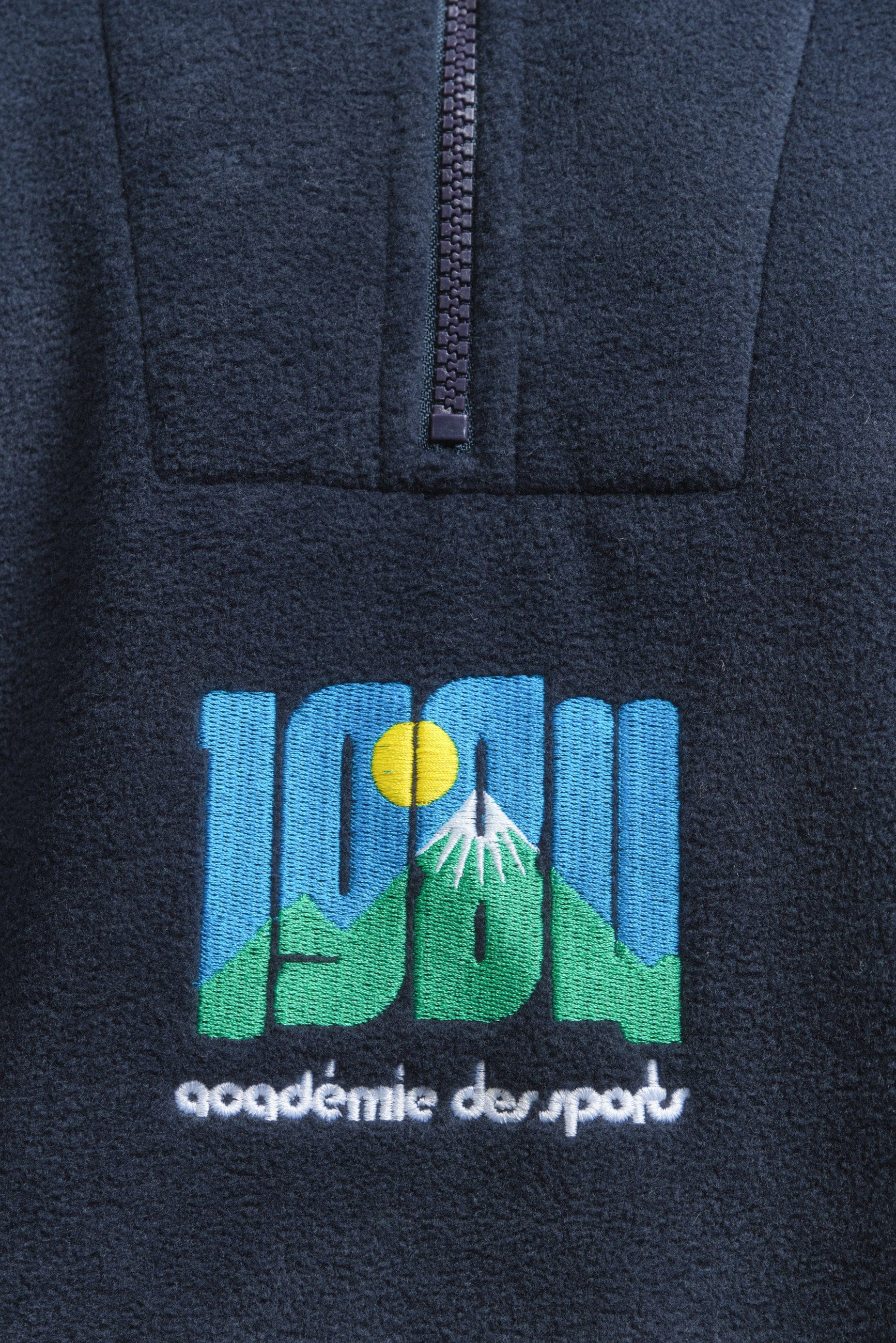 Vice 84 Retro Mountains Embroidered 1/4 Zip Fleece - Navy