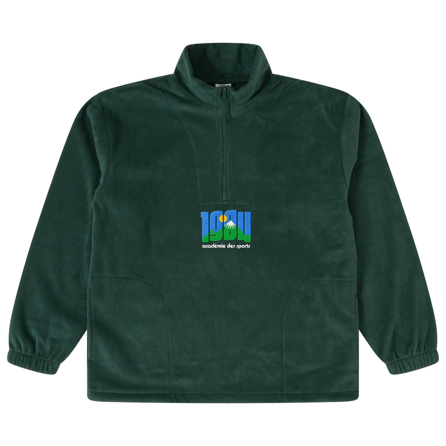 Vice 84 Retro Mountains Embroidered 1/4 Zip Fleece - Forest Green