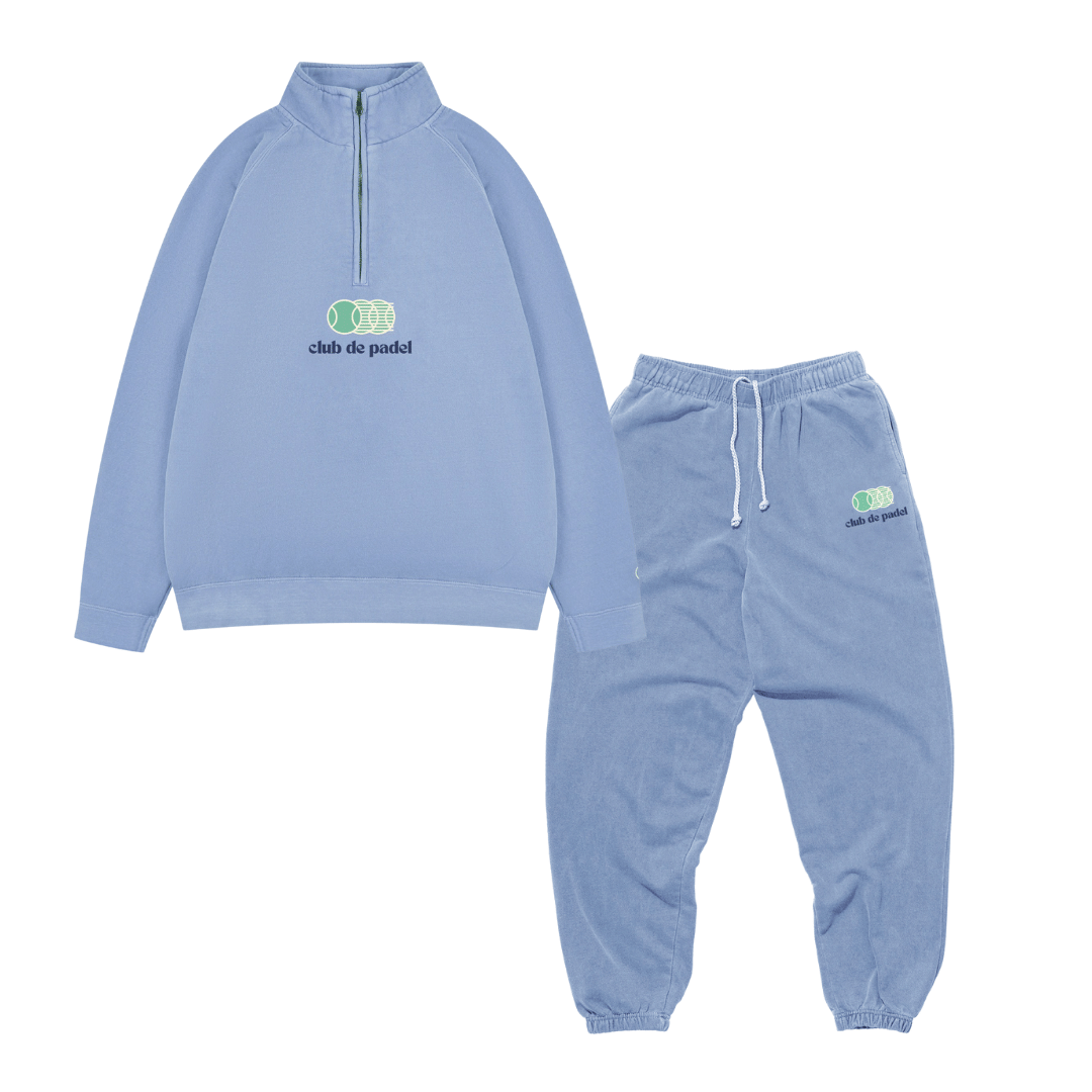 Club de Padel Vibora Vintage Washed 1/4 Zip & Joggers Set - Baby Blue