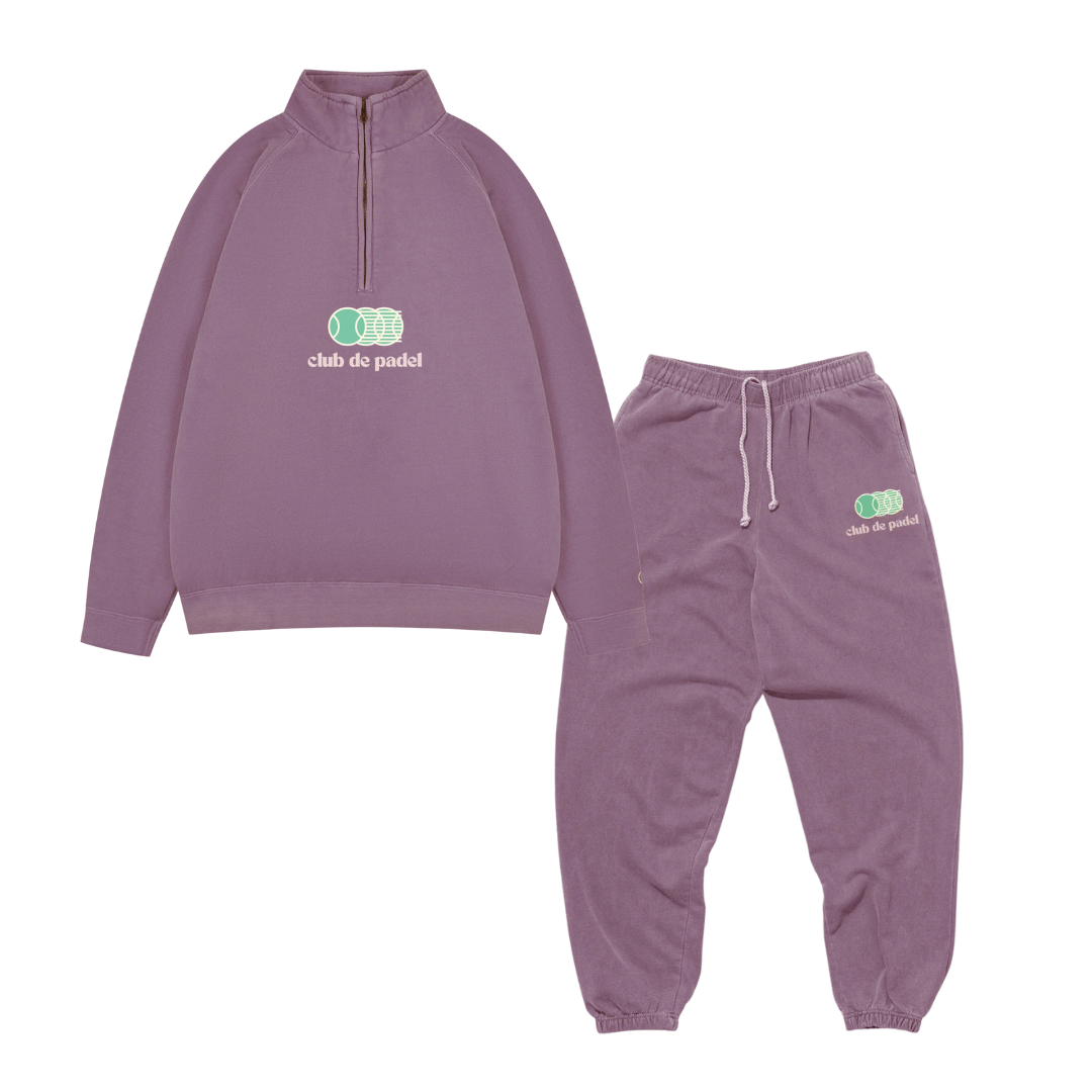 Club de Padel Vibora Vintage Washed 1/4 Zip & Joggers Set - Mauve