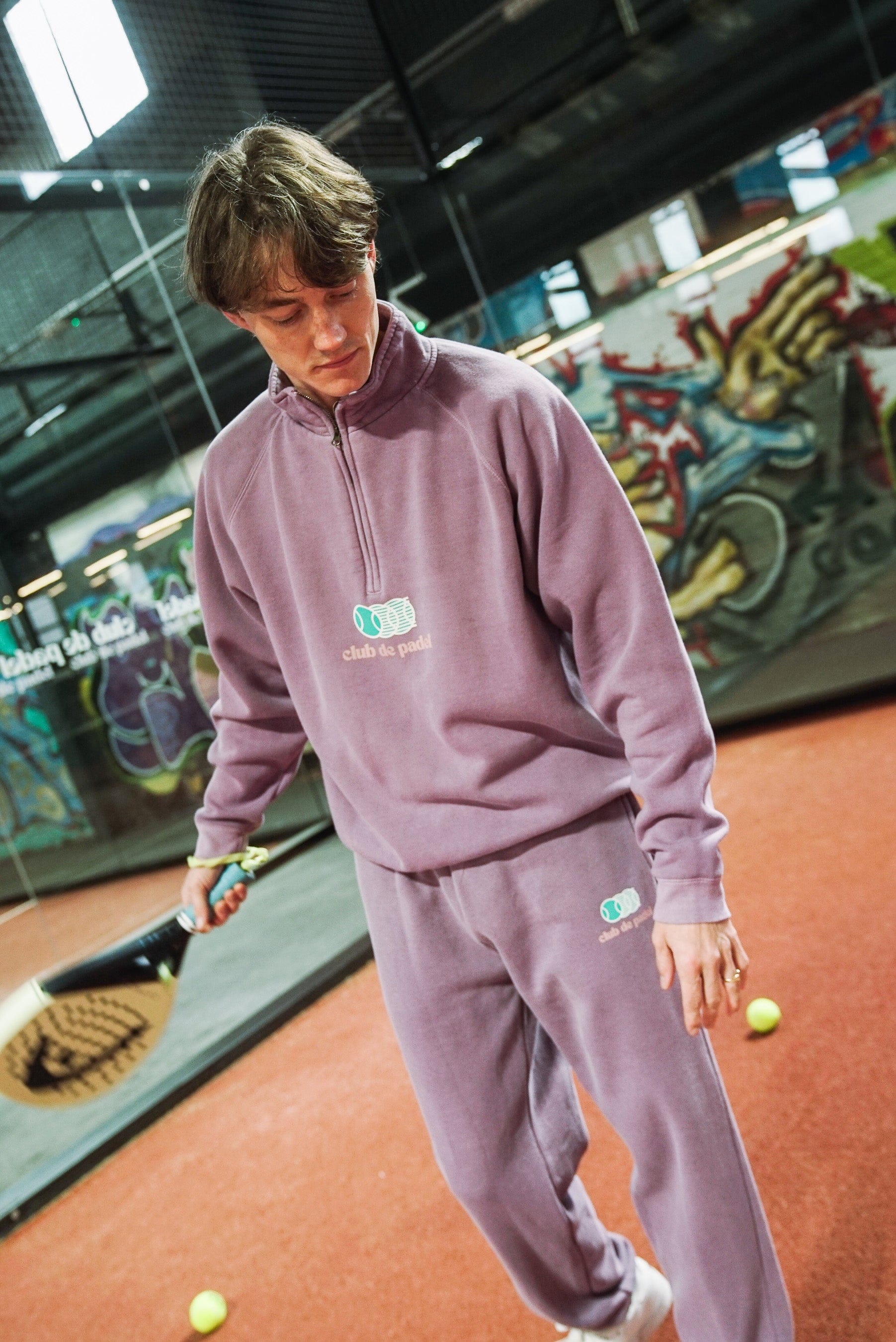 Club de Padel Vibora Vintage Washed 1/4 Zip & Joggers Set - Mauve