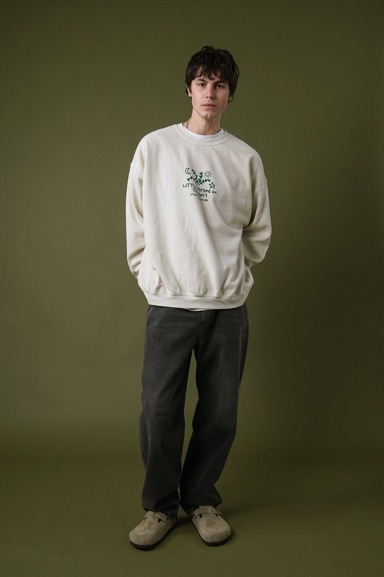 Other Side Store Little Thyme Vintage Washed Sweater - Cream