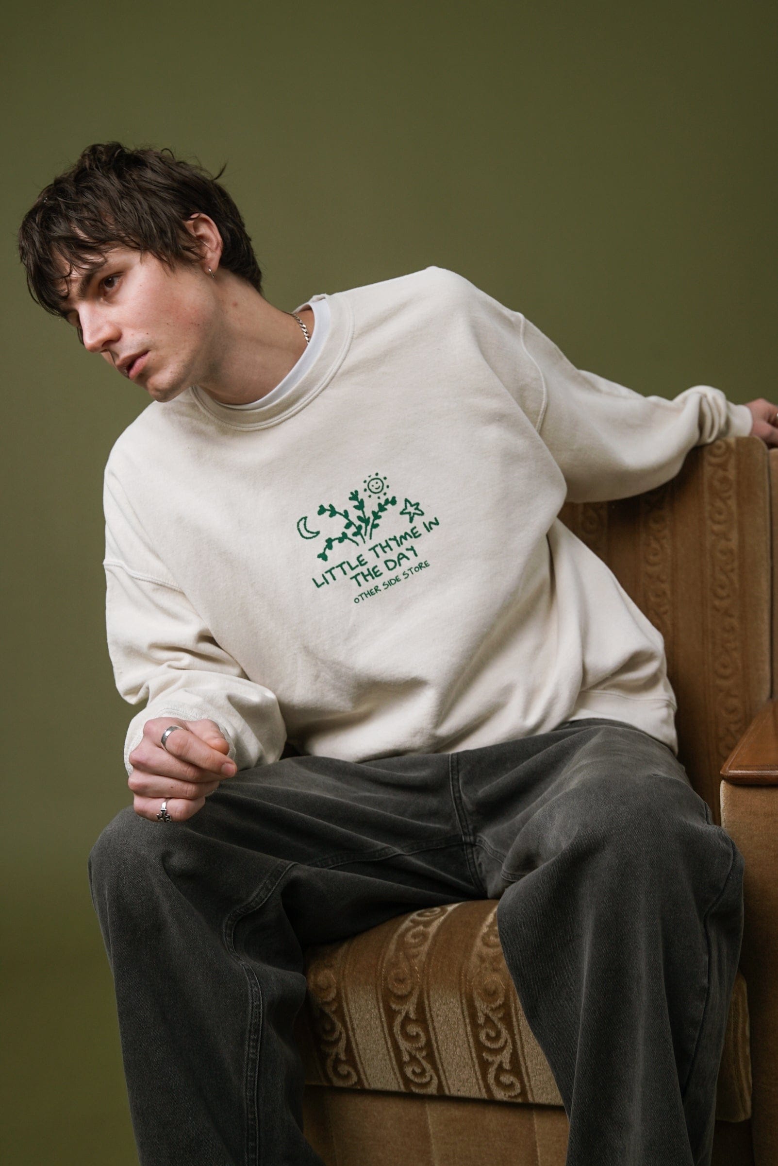 Other Side Store Little Thyme Vintage Washed Sweater - Cream