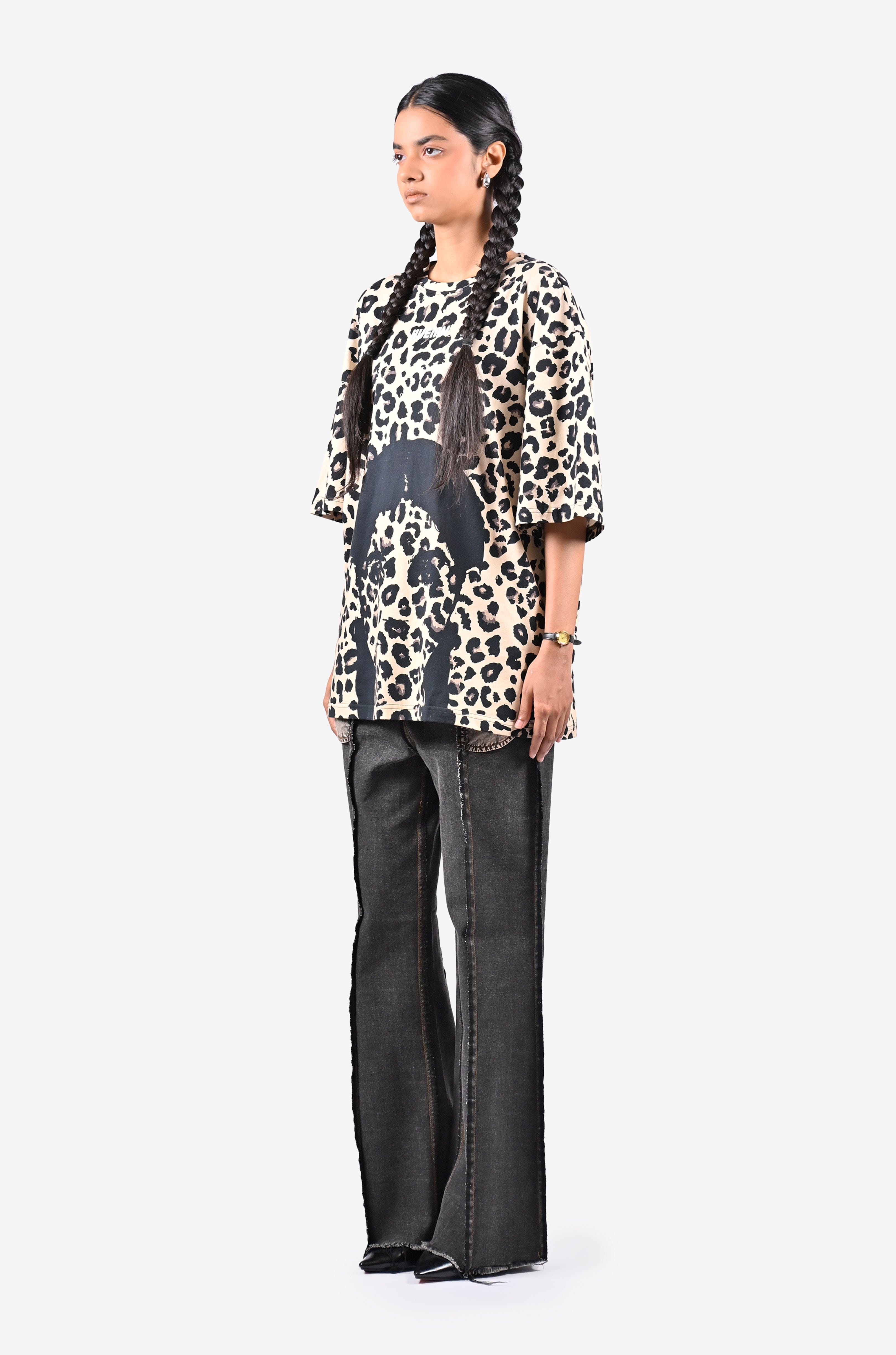 Girl The Girl with the Braids t - shirt - Leopard
