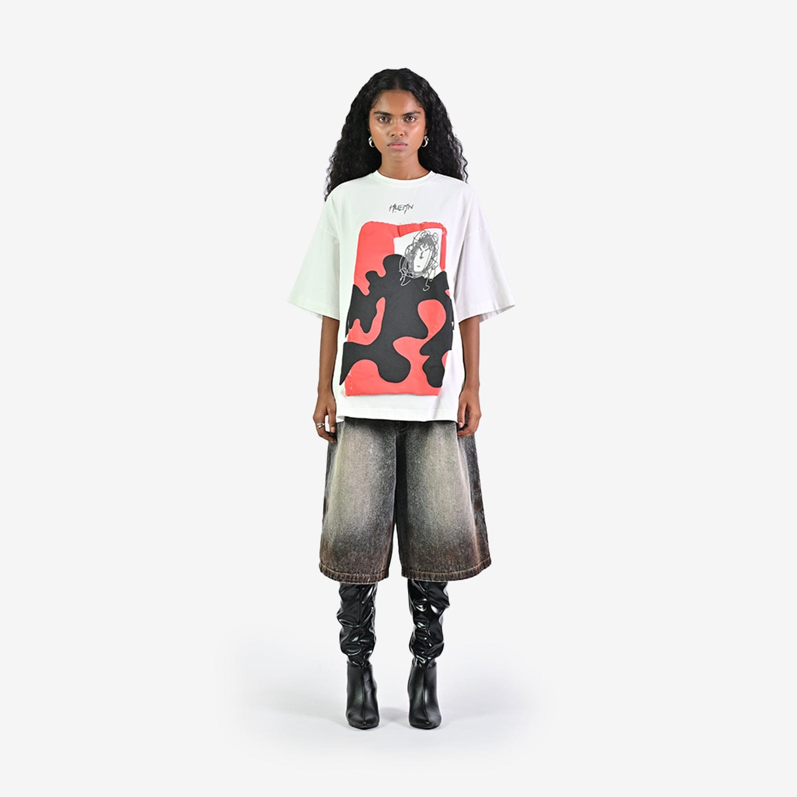 WHITE* Doodle man t - shirt - White