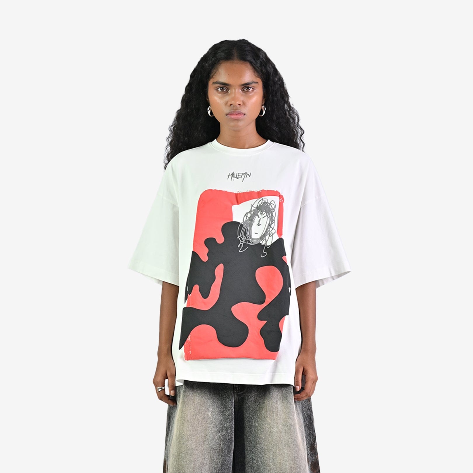 WHITE* Doodle man t - shirt - White