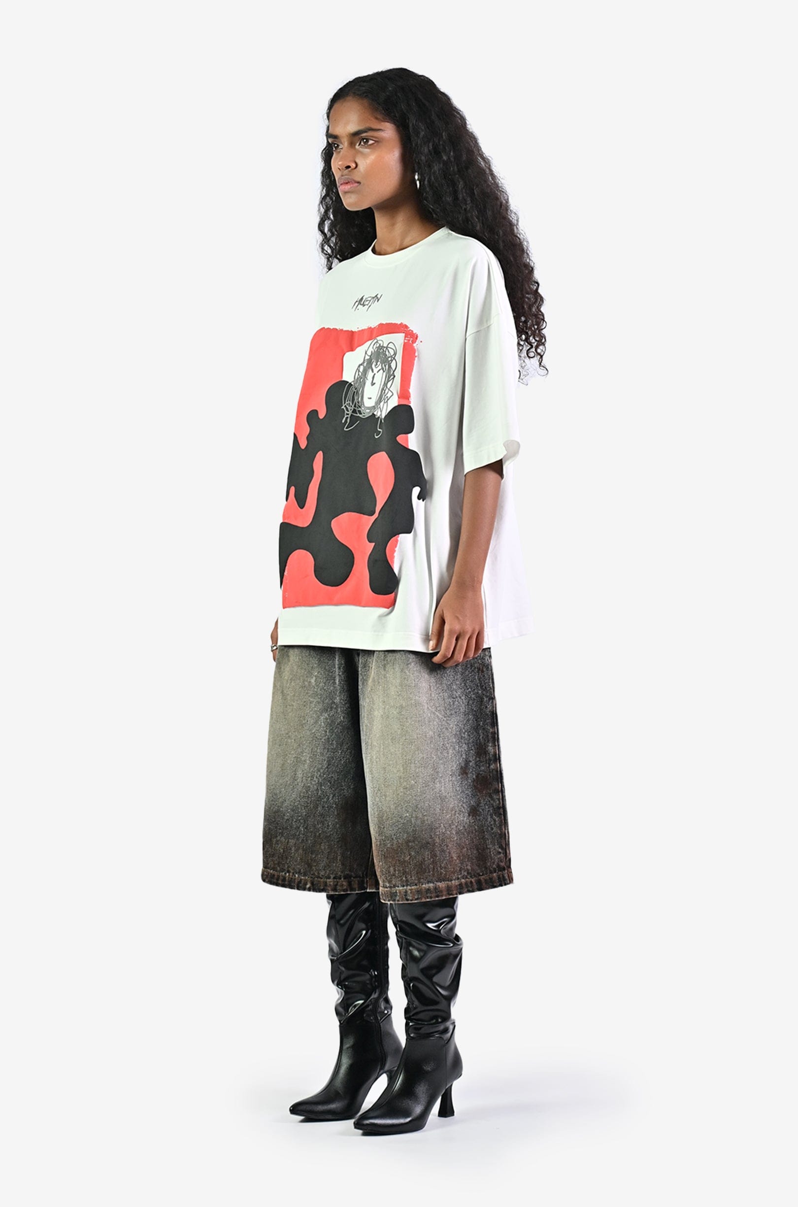 WHITE* Doodle man t - shirt - White