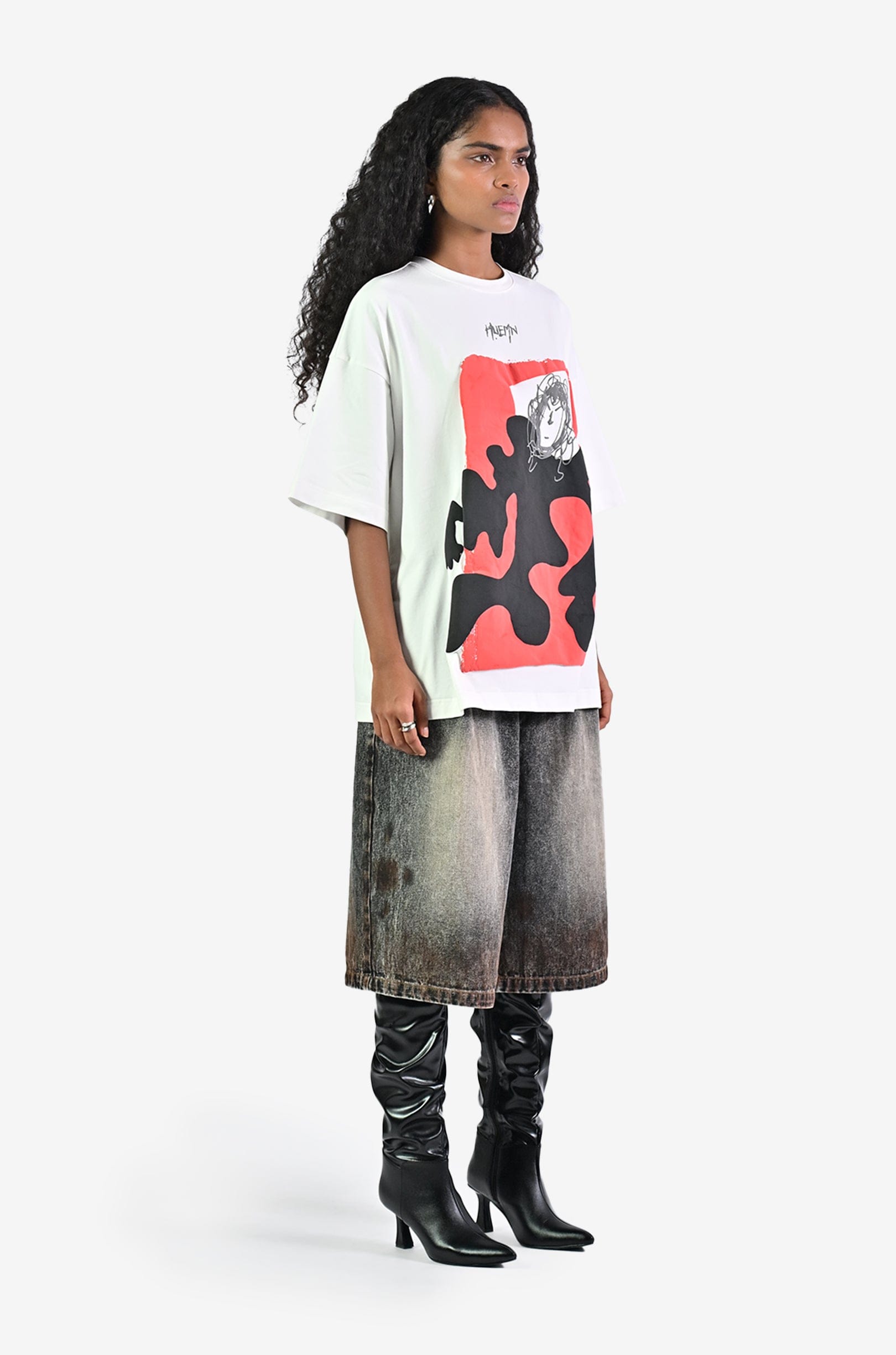 WHITE* Doodle man t - shirt - White