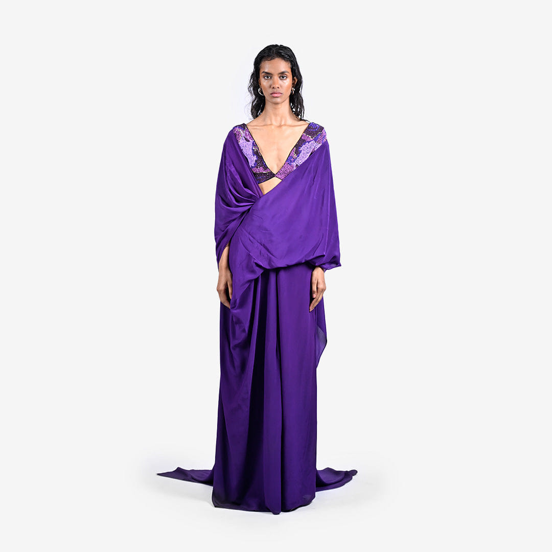 Purple Hand - embroidered spiral blouse - Purple