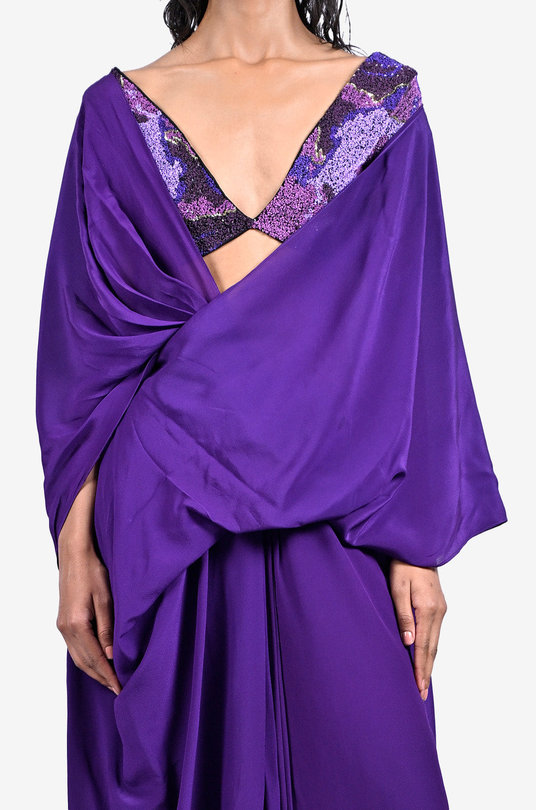 Purple Hand - embroidered spiral blouse - Purple