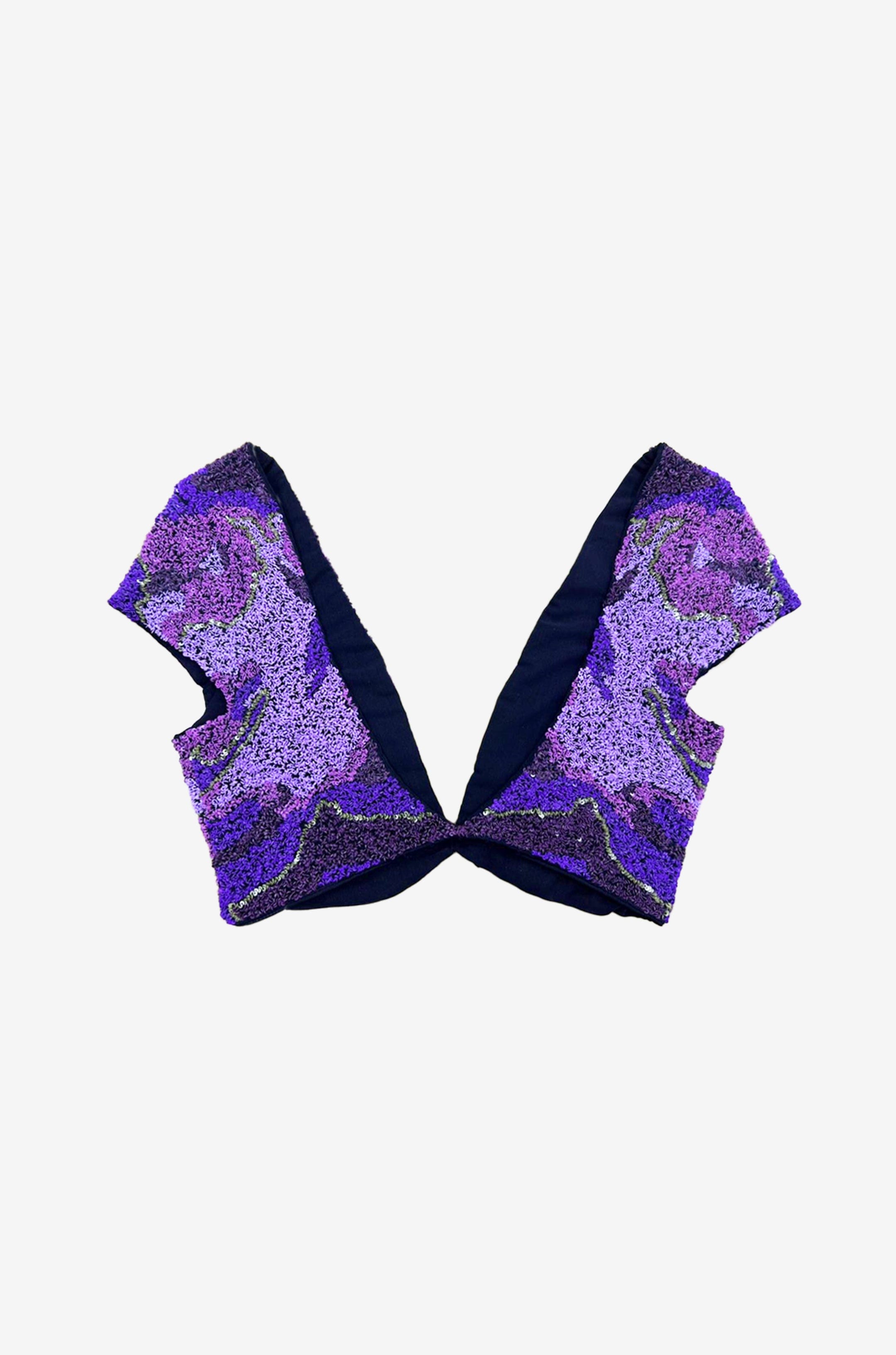 Purple Hand - embroidered spiral blouse - Purple