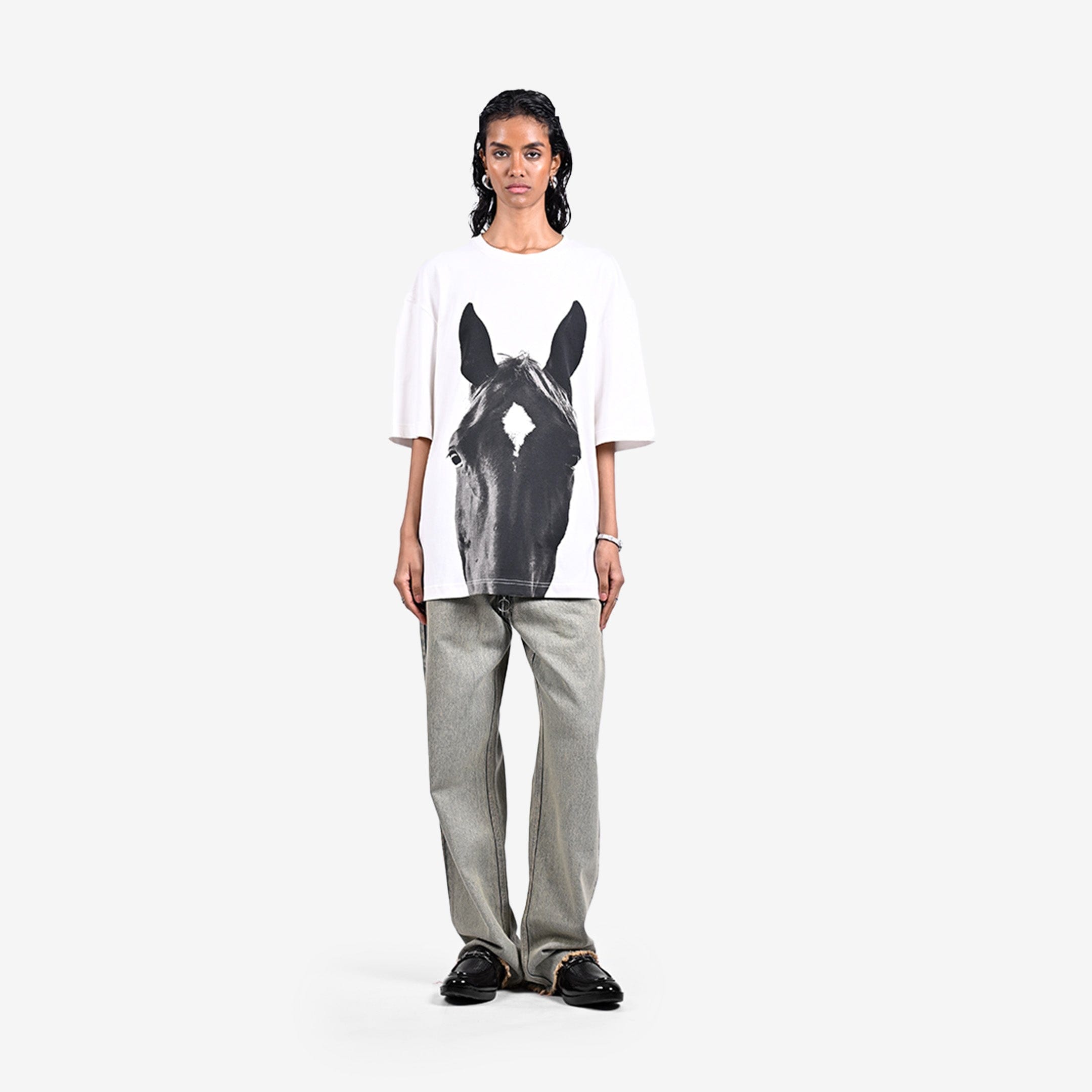 WHITE* Horse t - shirt - White