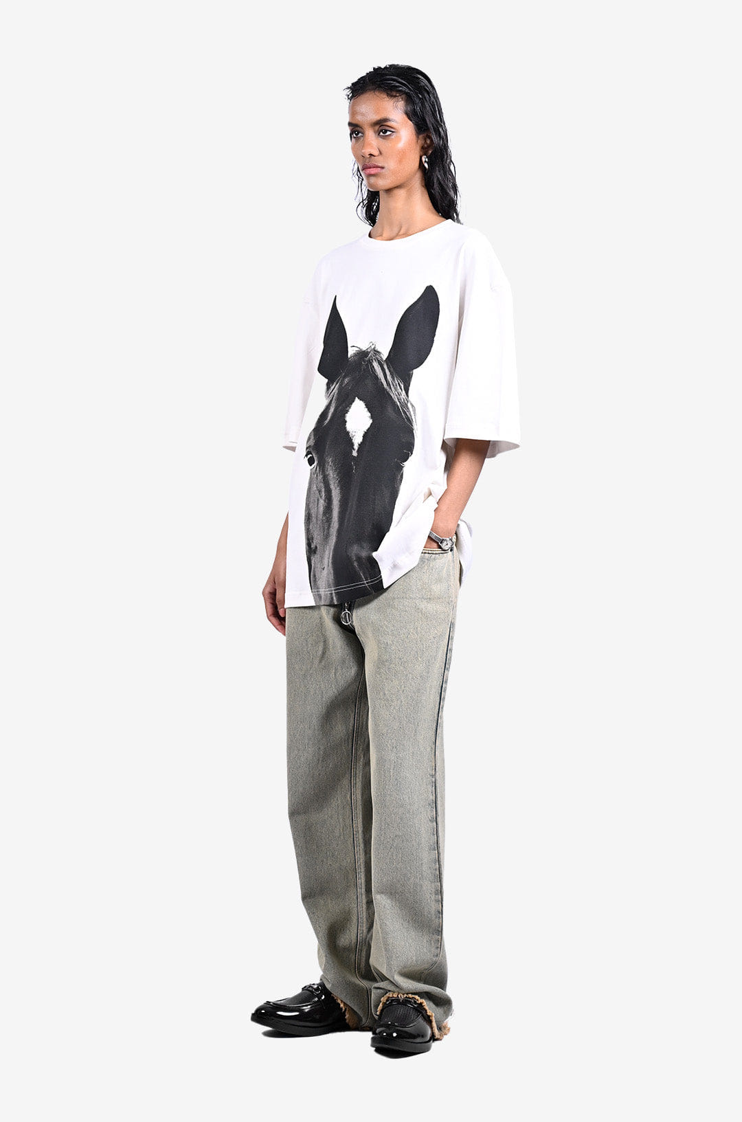 WHITE* Horse t - shirt - White