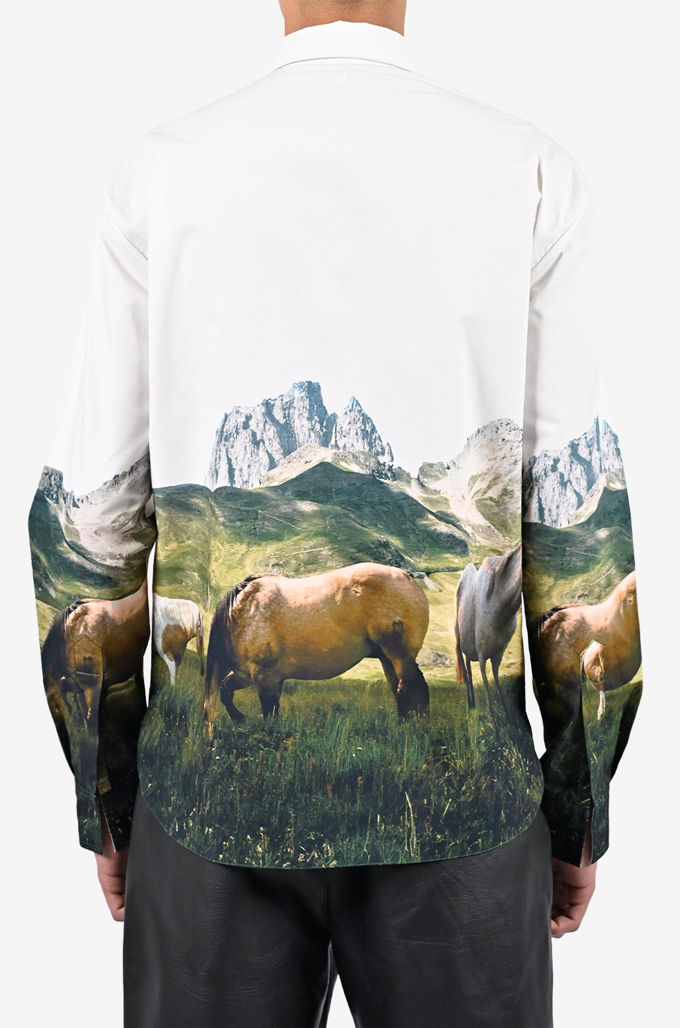 WHITE* Open fields printed cotton shirt - White