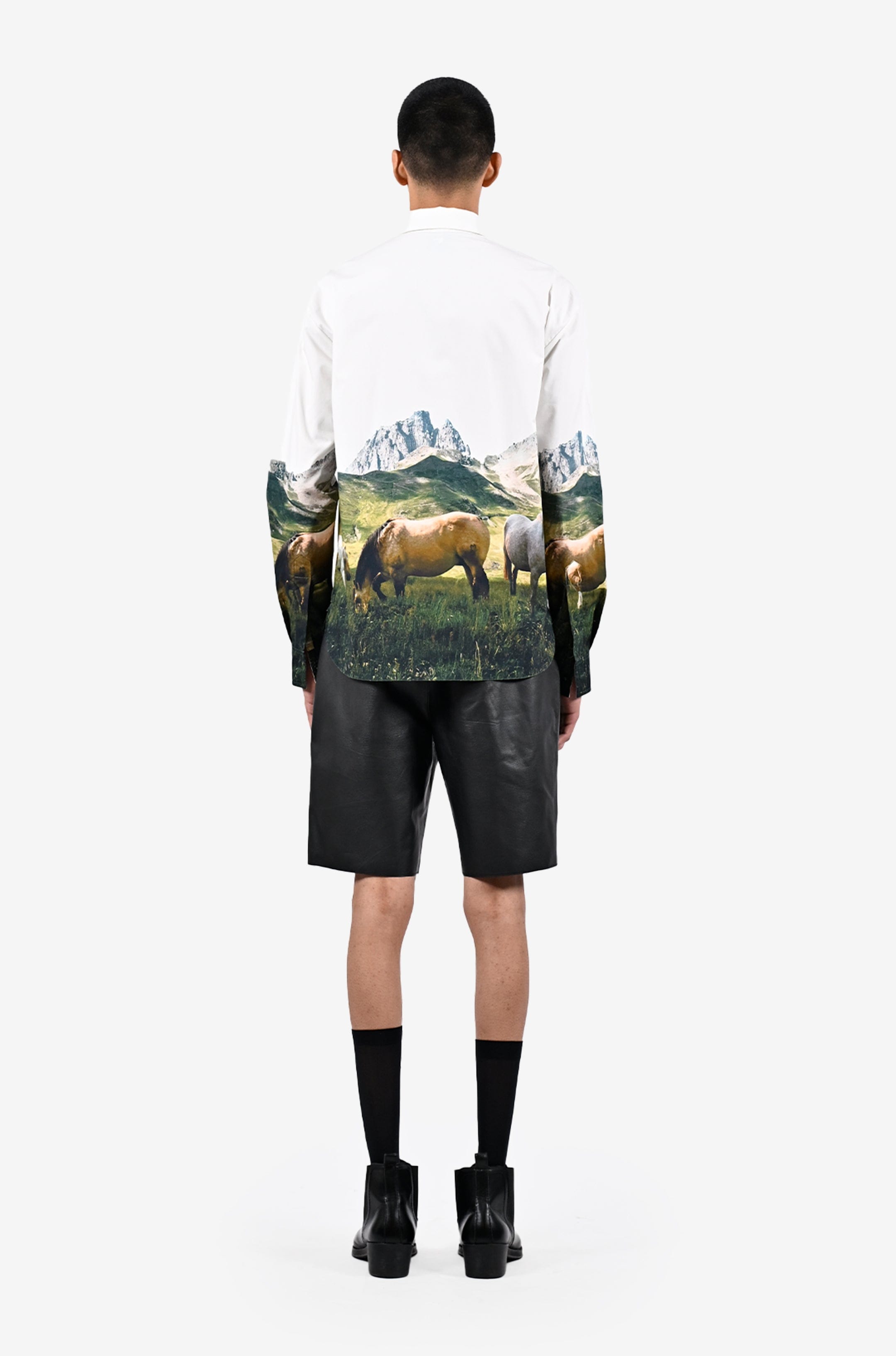 WHITE* Open fields printed cotton shirt - White