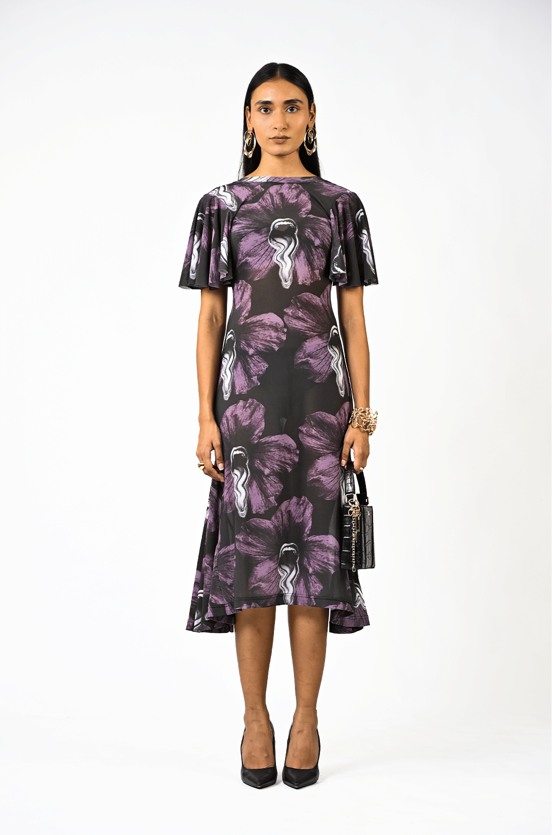 Purple Sculpted purple lycra dress