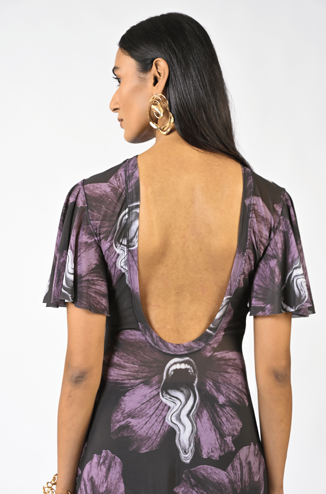 Purple Sculpted purple lycra dress