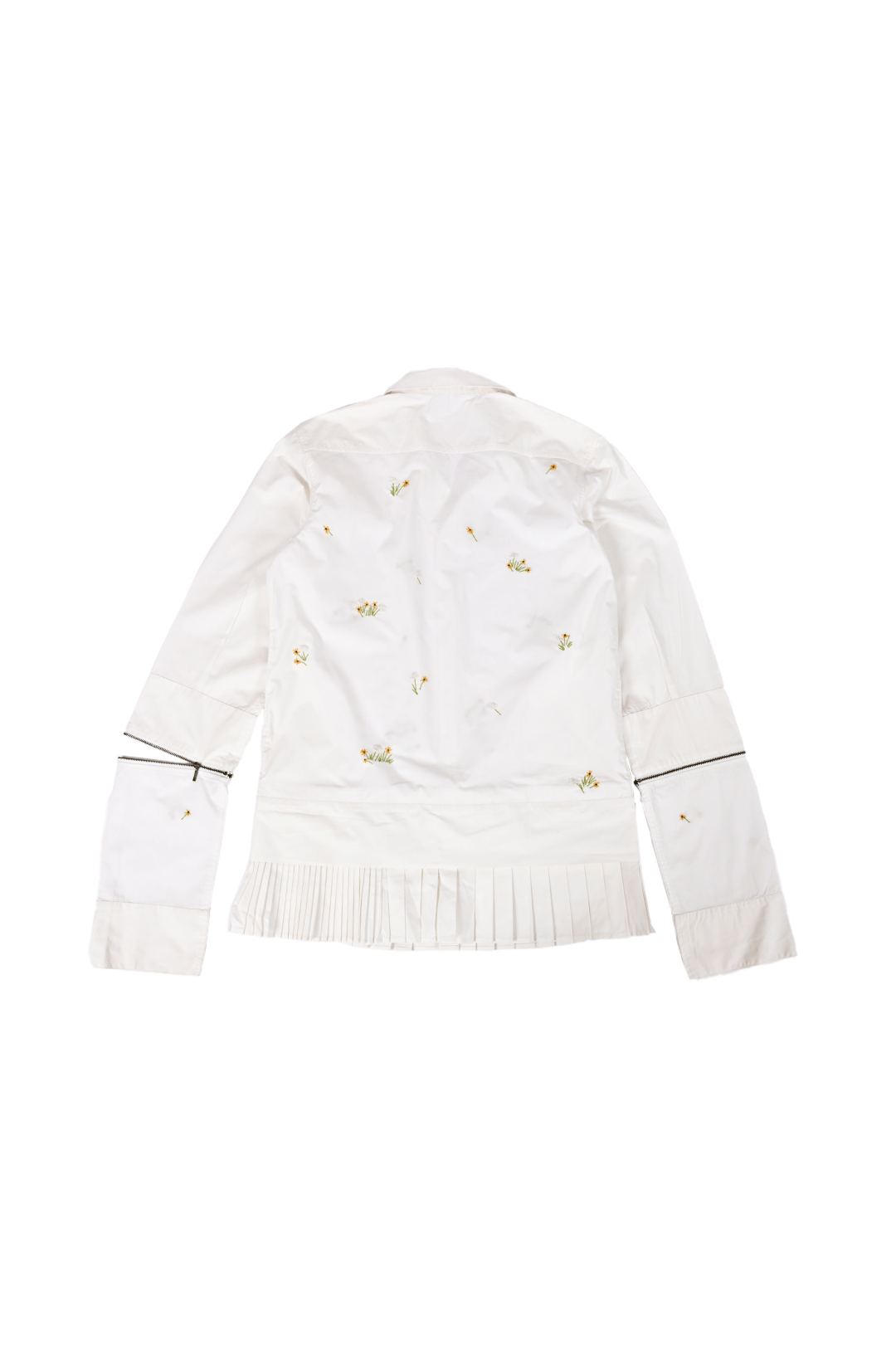 WHITE* Oversized hand embroidered shirt dress with Zipper Detail (White)