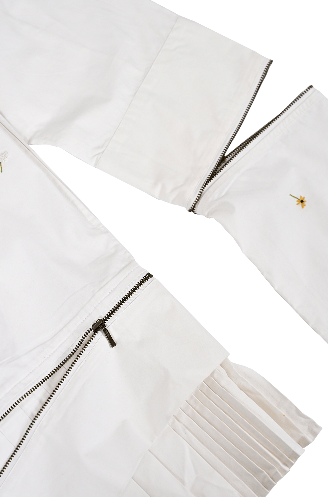 WHITE* Oversized hand embroidered shirt dress with Zipper Detail (White)