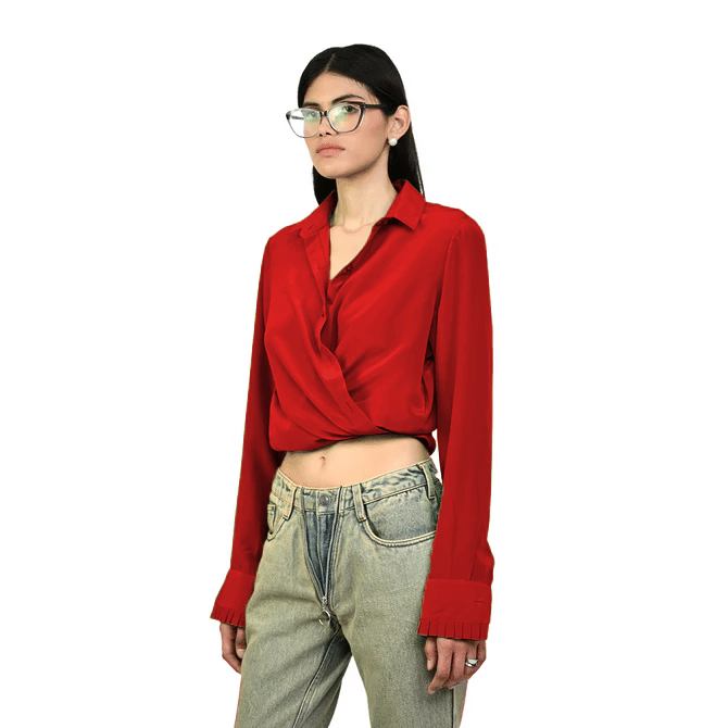 Iconic Straight Fit Silk Shirt (Iconic Red)