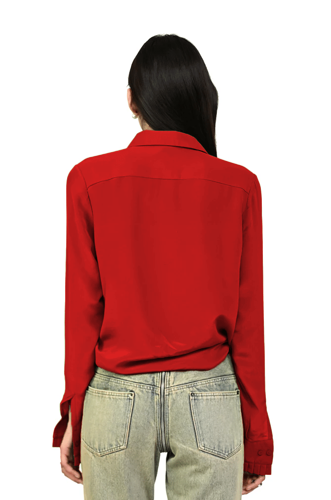 Iconic Straight Fit Silk Shirt (Iconic Red)