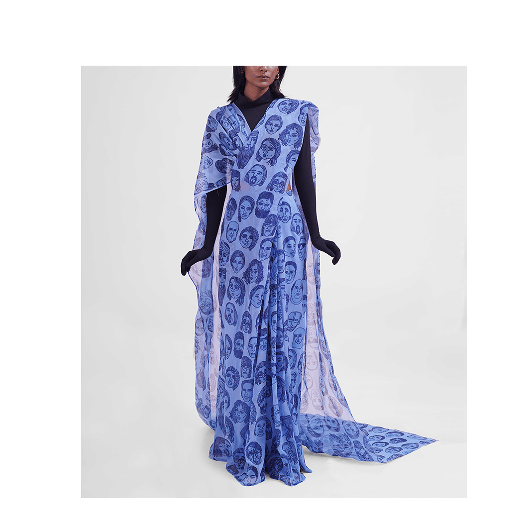 Blue Diversity Hybrid Sari - Pants (Blue)