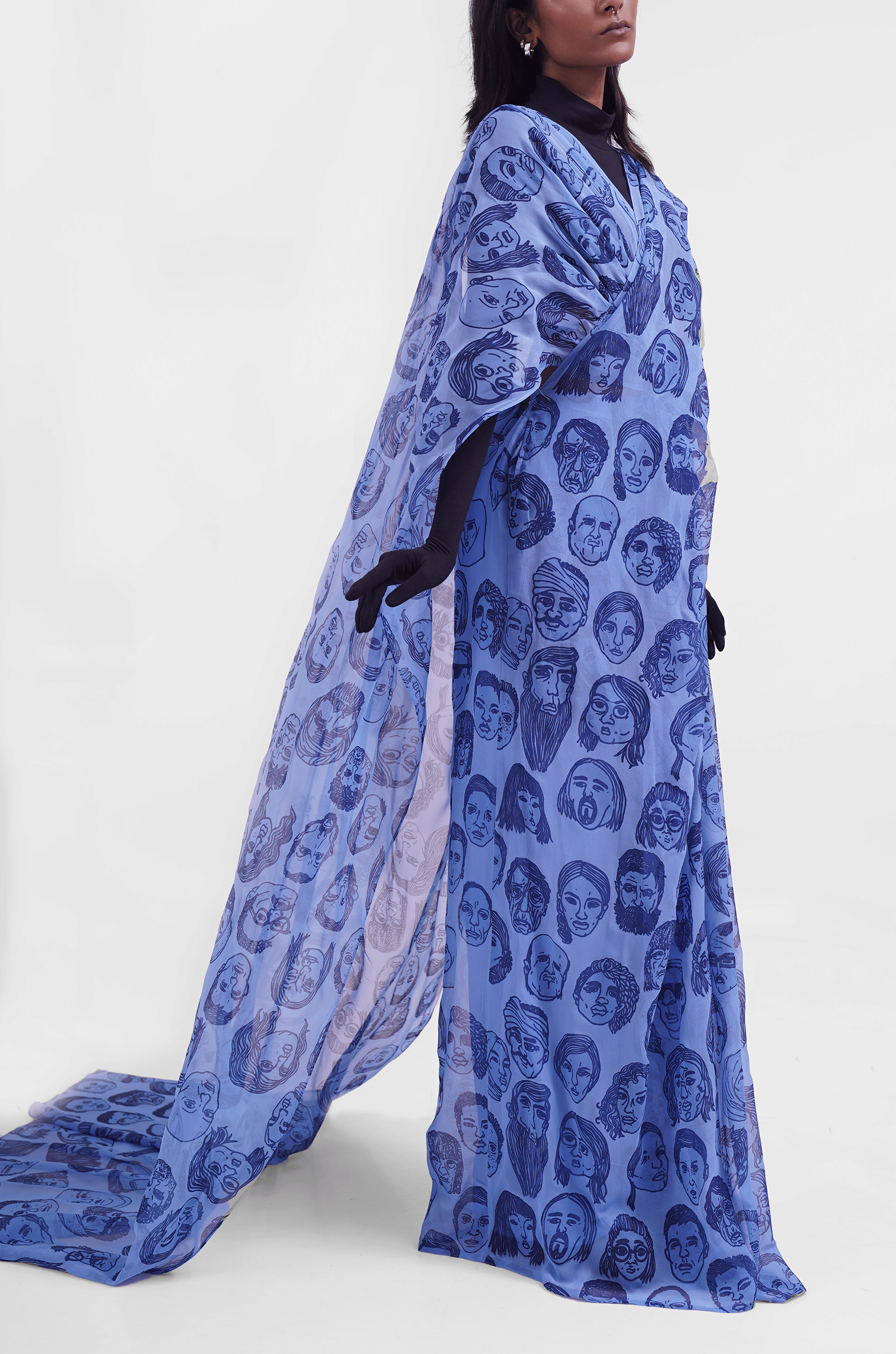 Blue Diversity Hybrid Sari - Pants (Blue)