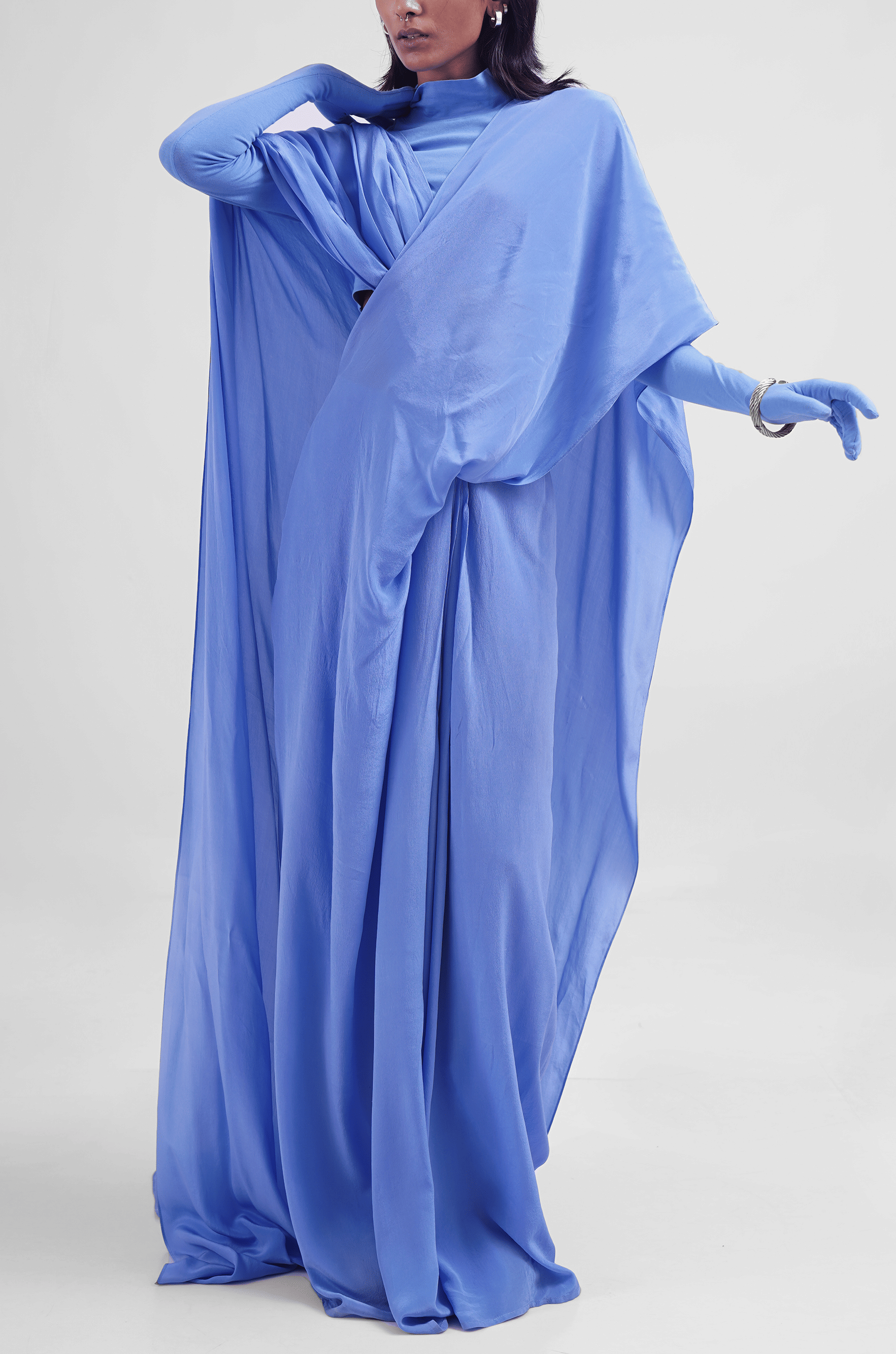 Blue Hybrid Sari - Pants (Sky Blue)