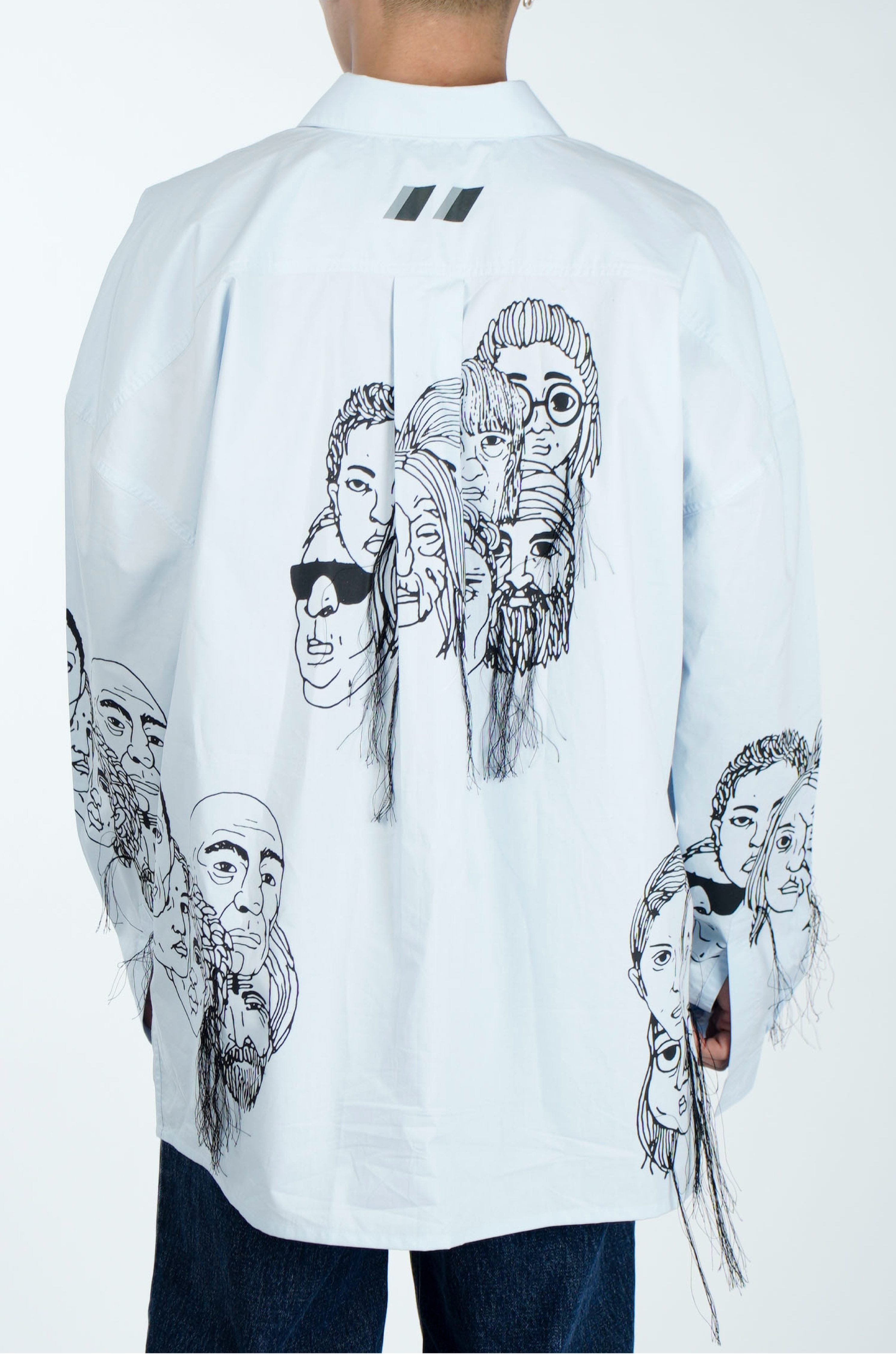 Blue Handcrafted Diversity Stream Shirt (Powder Blue)