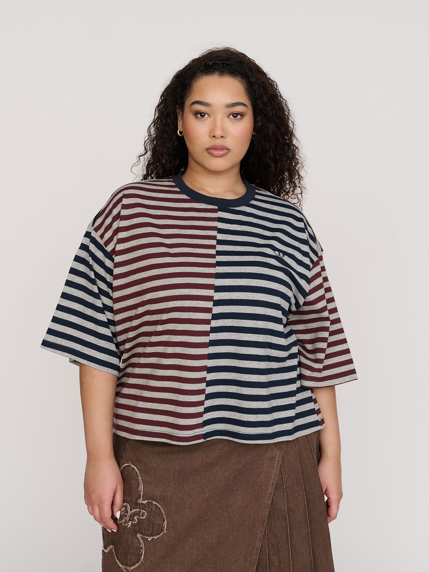 Lazy Oaf Mixed Stripe Boxy T-Shirt