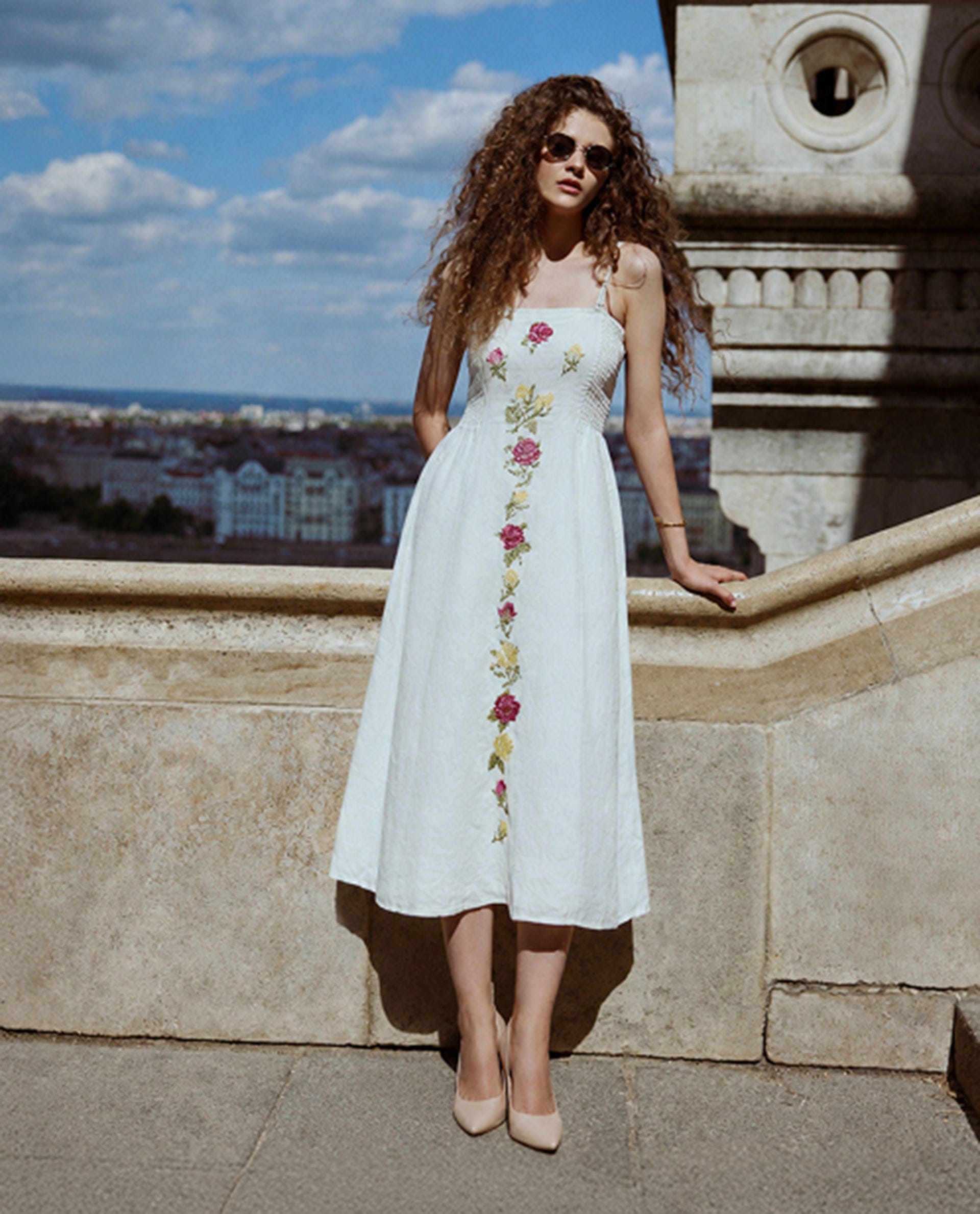 Rareism Women's Treler Light Off - White Linen Tube Neck Fit And Flare Plain Dress