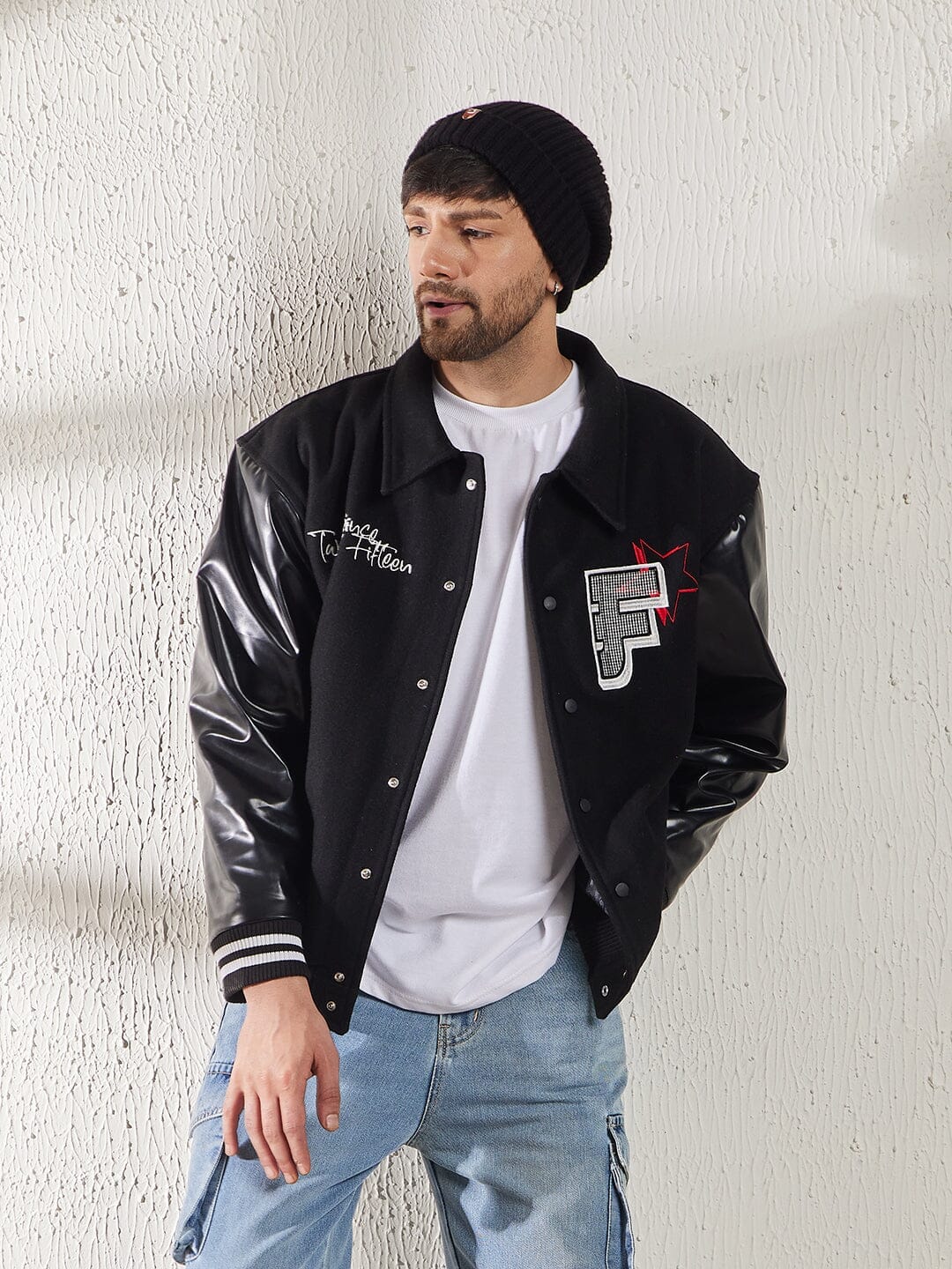 Dragon Black Dragon Embroidery Varsity Jacket
