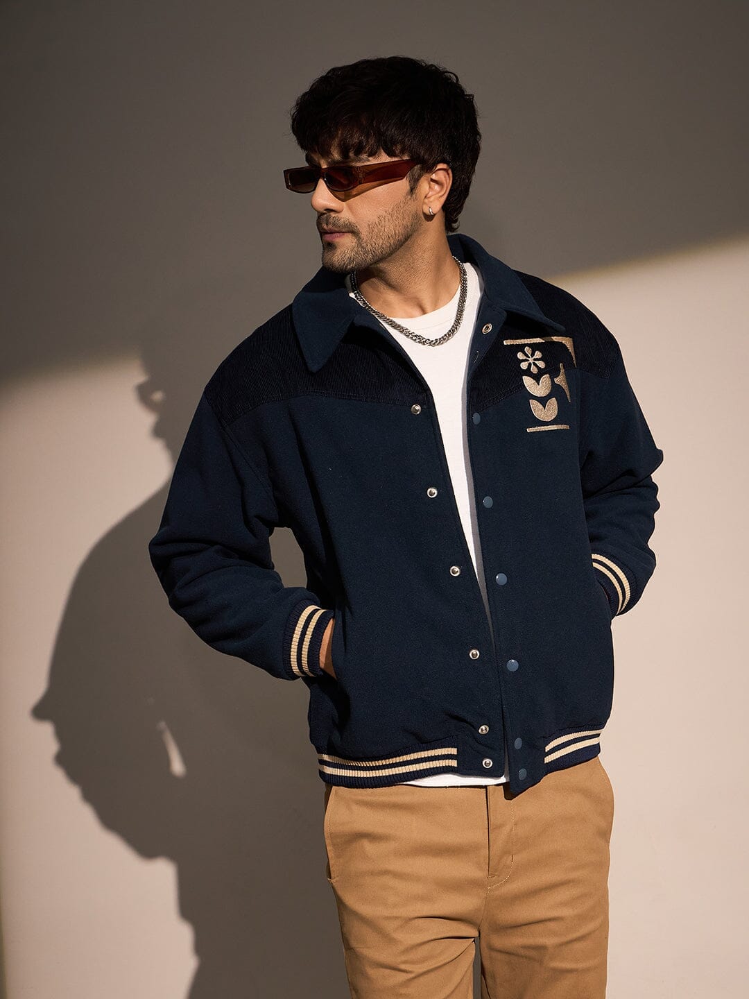 Polar Navy Polar Fleece Varsity Jacket