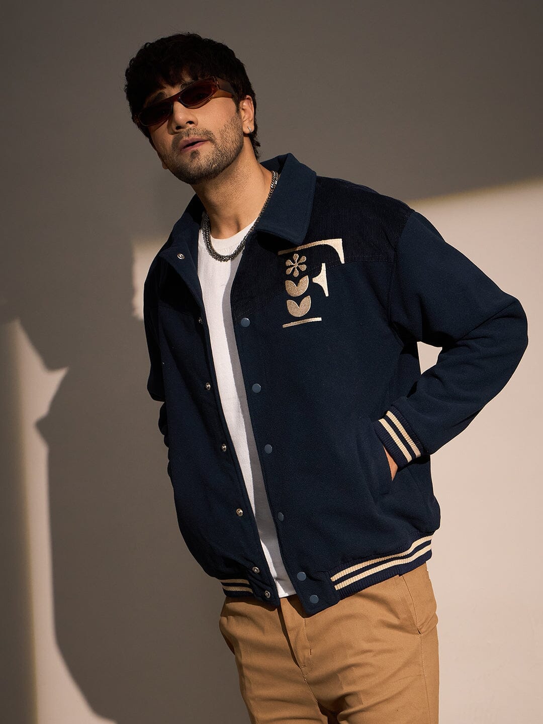 Polar Navy Polar Fleece Varsity Jacket