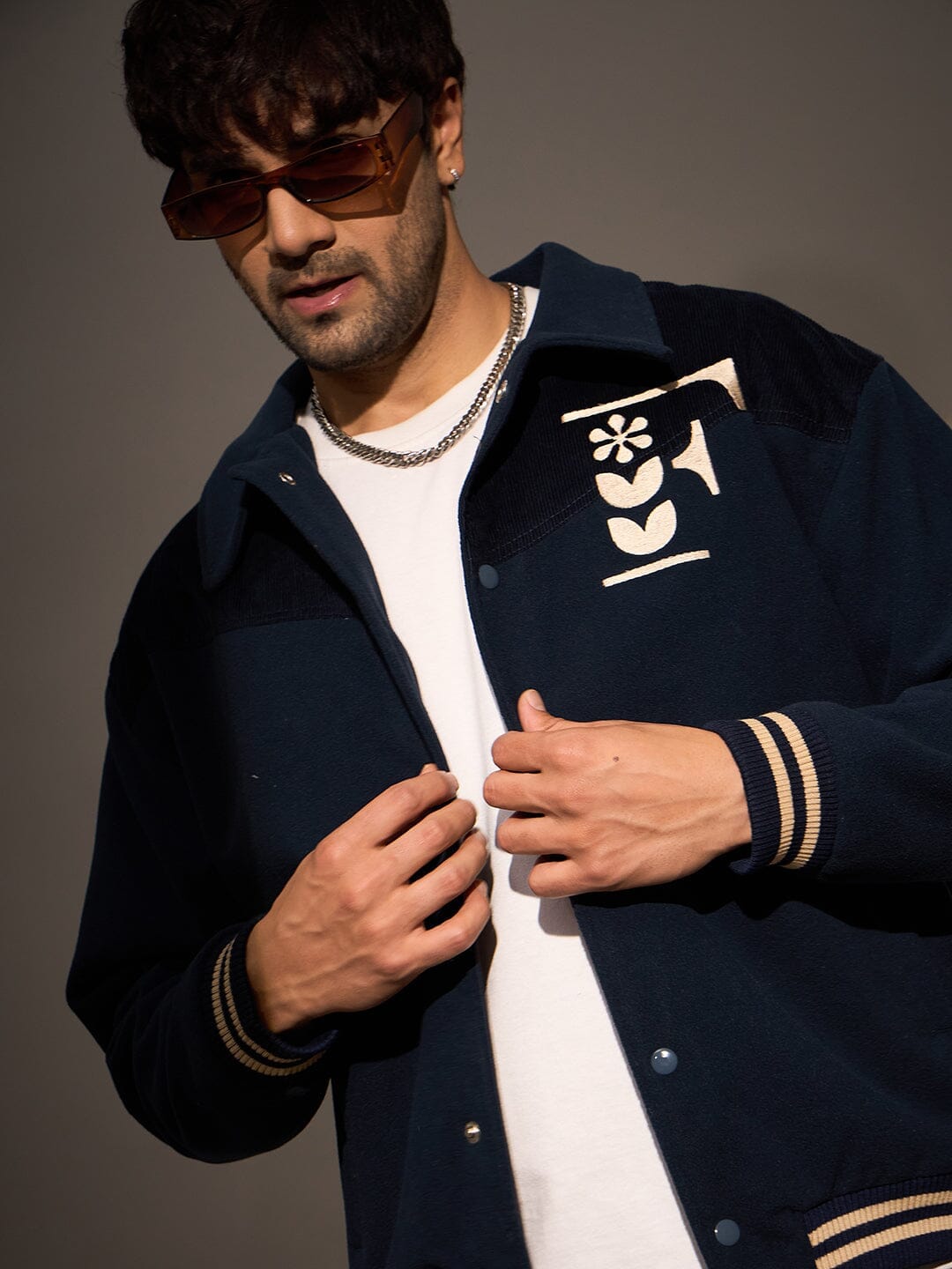 Polar Navy Polar Fleece Varsity Jacket