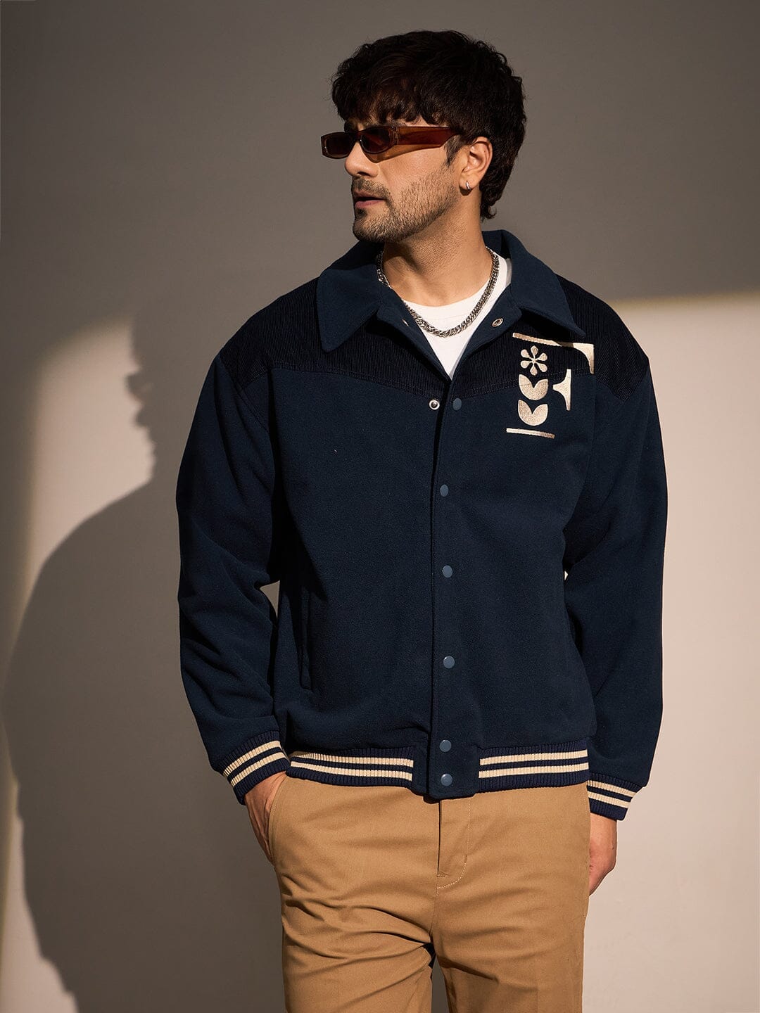 Polar Navy Polar Fleece Varsity Jacket