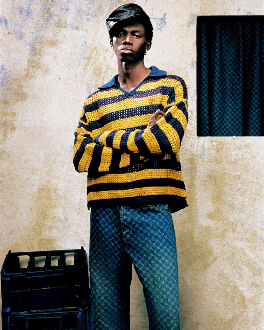 CROCHET Multi - Colored Crochet Vneck Sweater