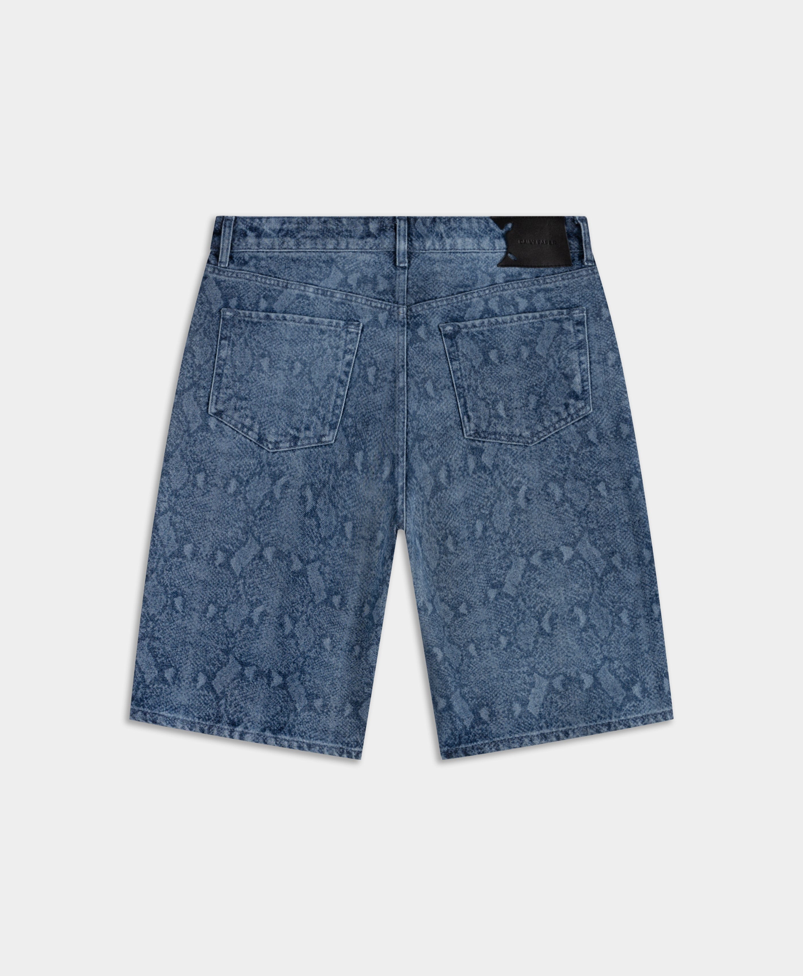 Blue Snake Laser Denim Shorts