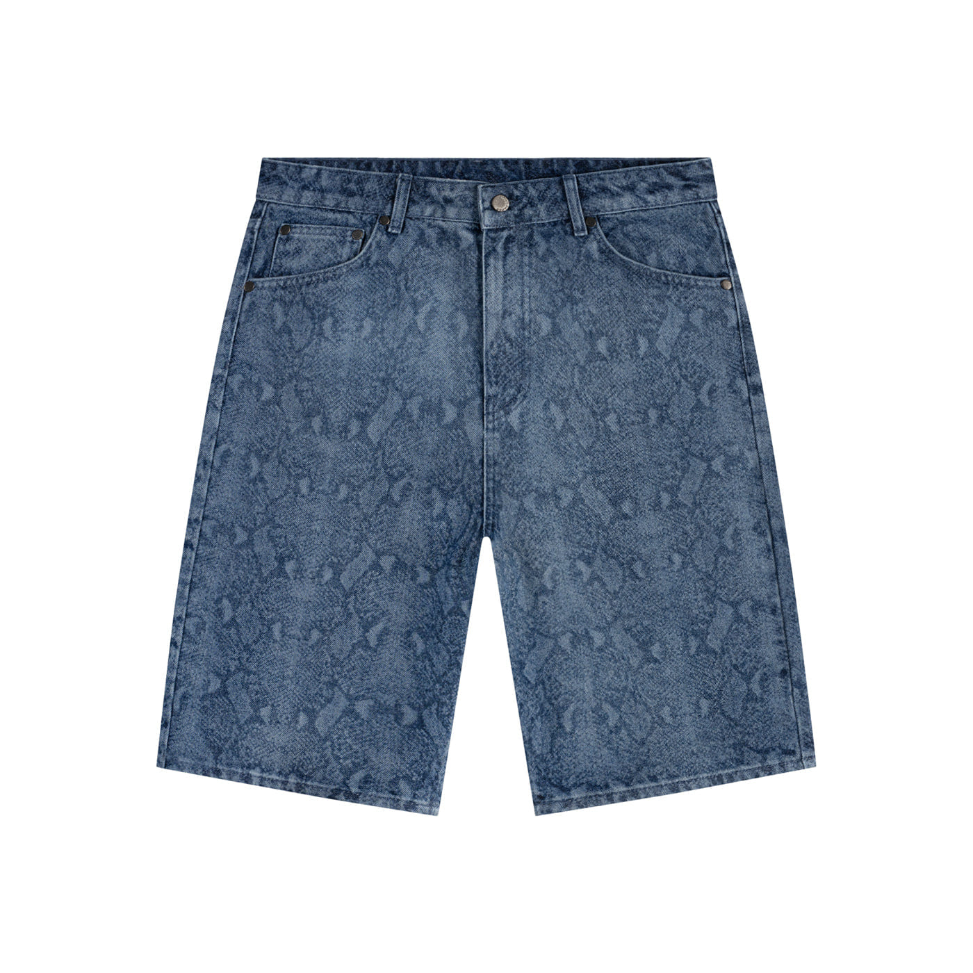 Blue Snake Laser Denim Shorts